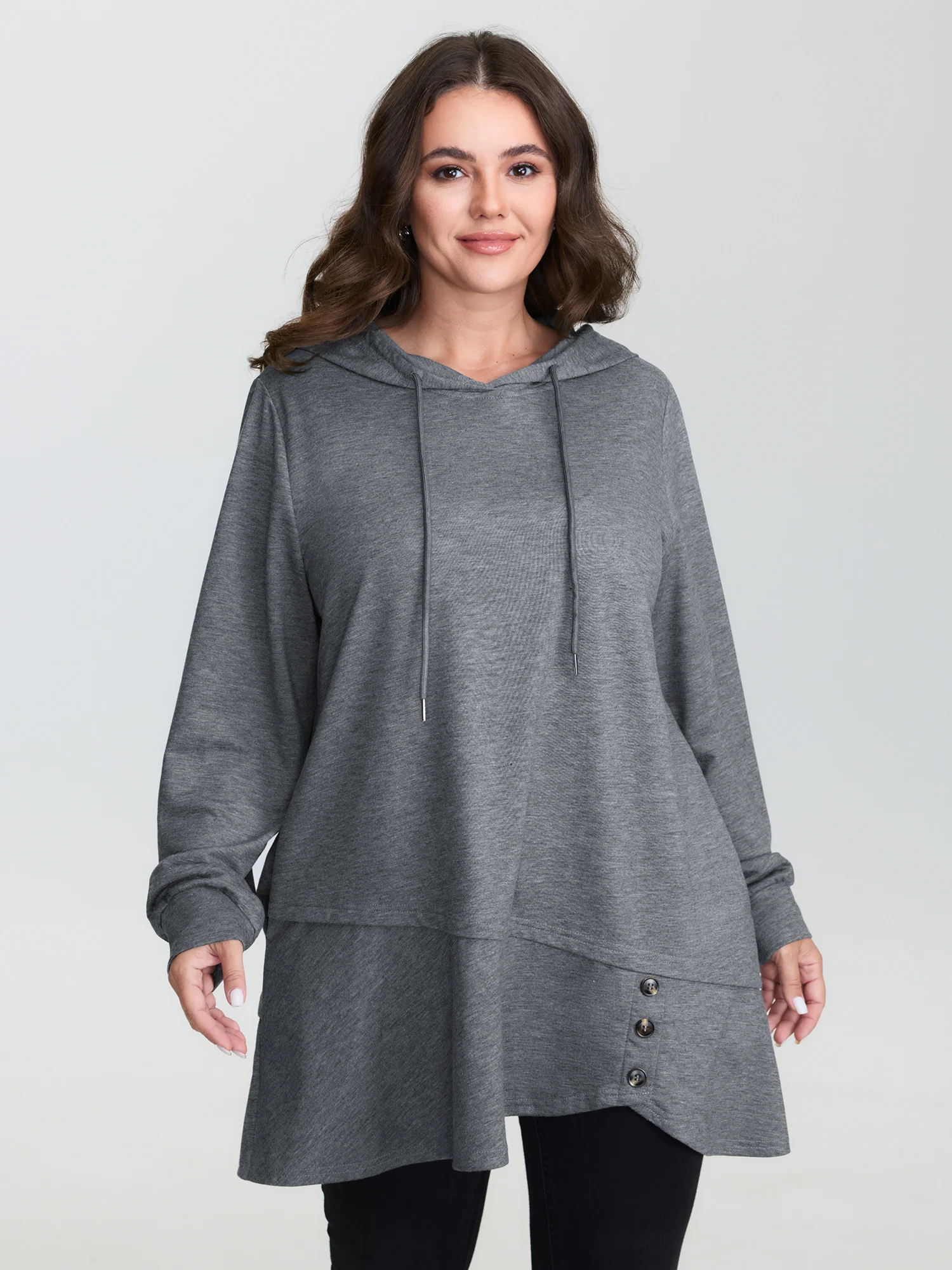 2-In-1 Ruffled Hem Tunic Hoodie