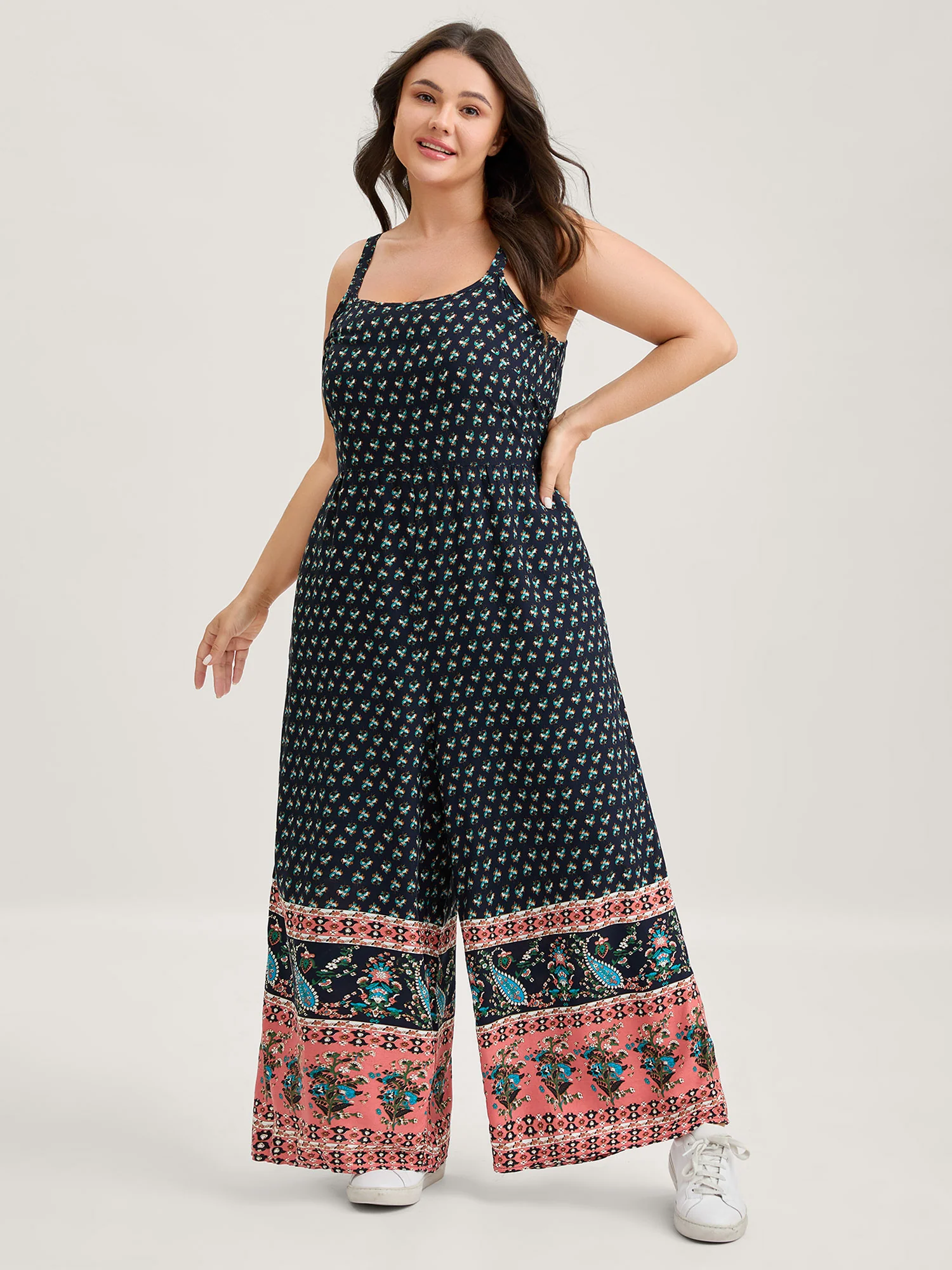 Boho Contrast Cami Wide-Leg Jumpsuit