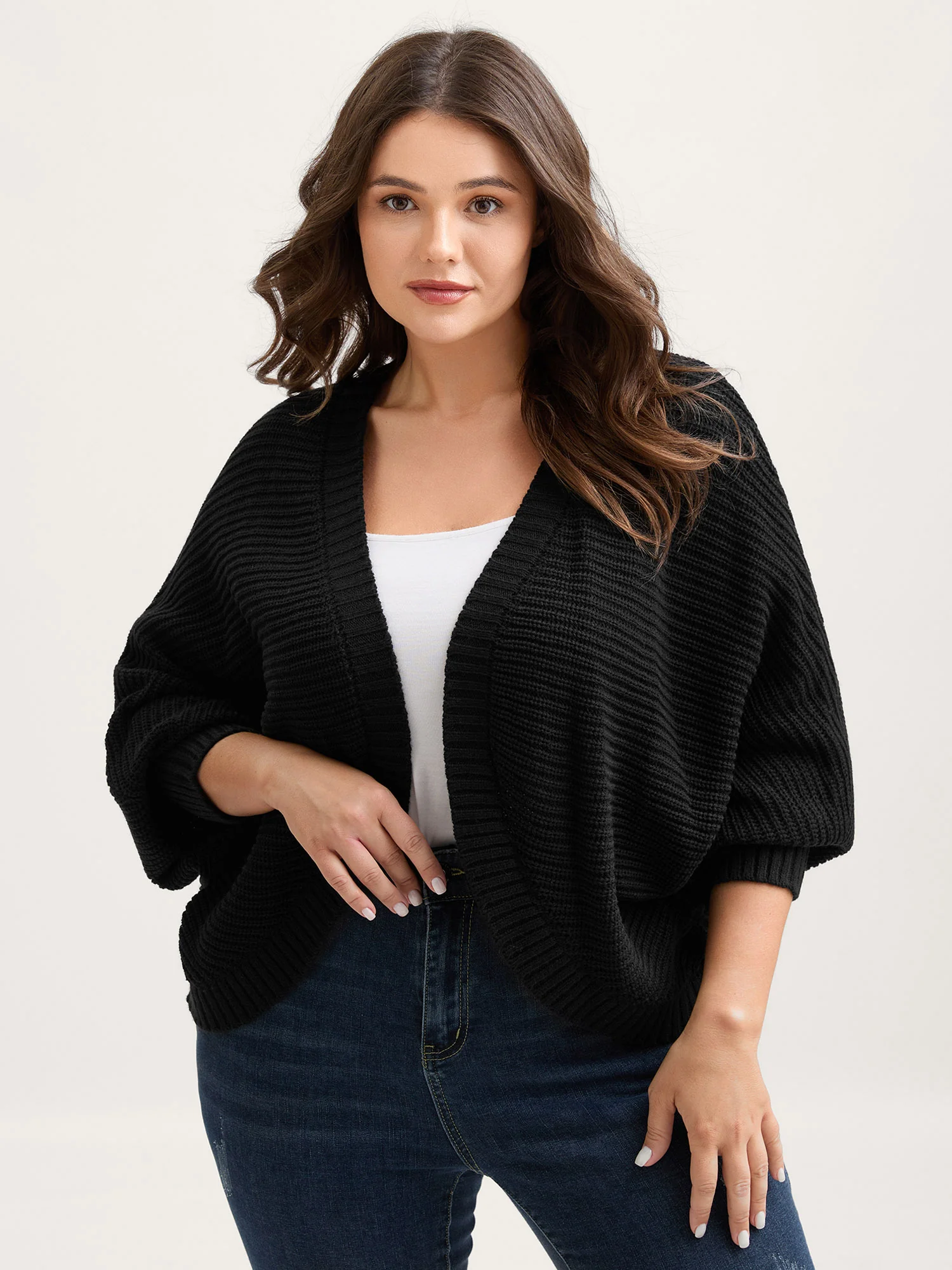 Cape Style Dolman Sleeve Knit Cardigan