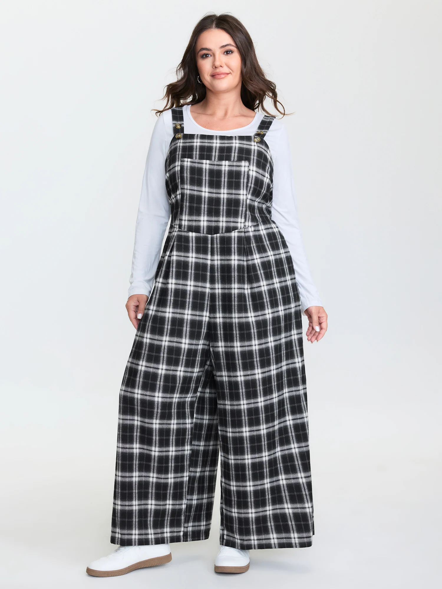 Cotton Checkered Overall Straps Jumpsuit