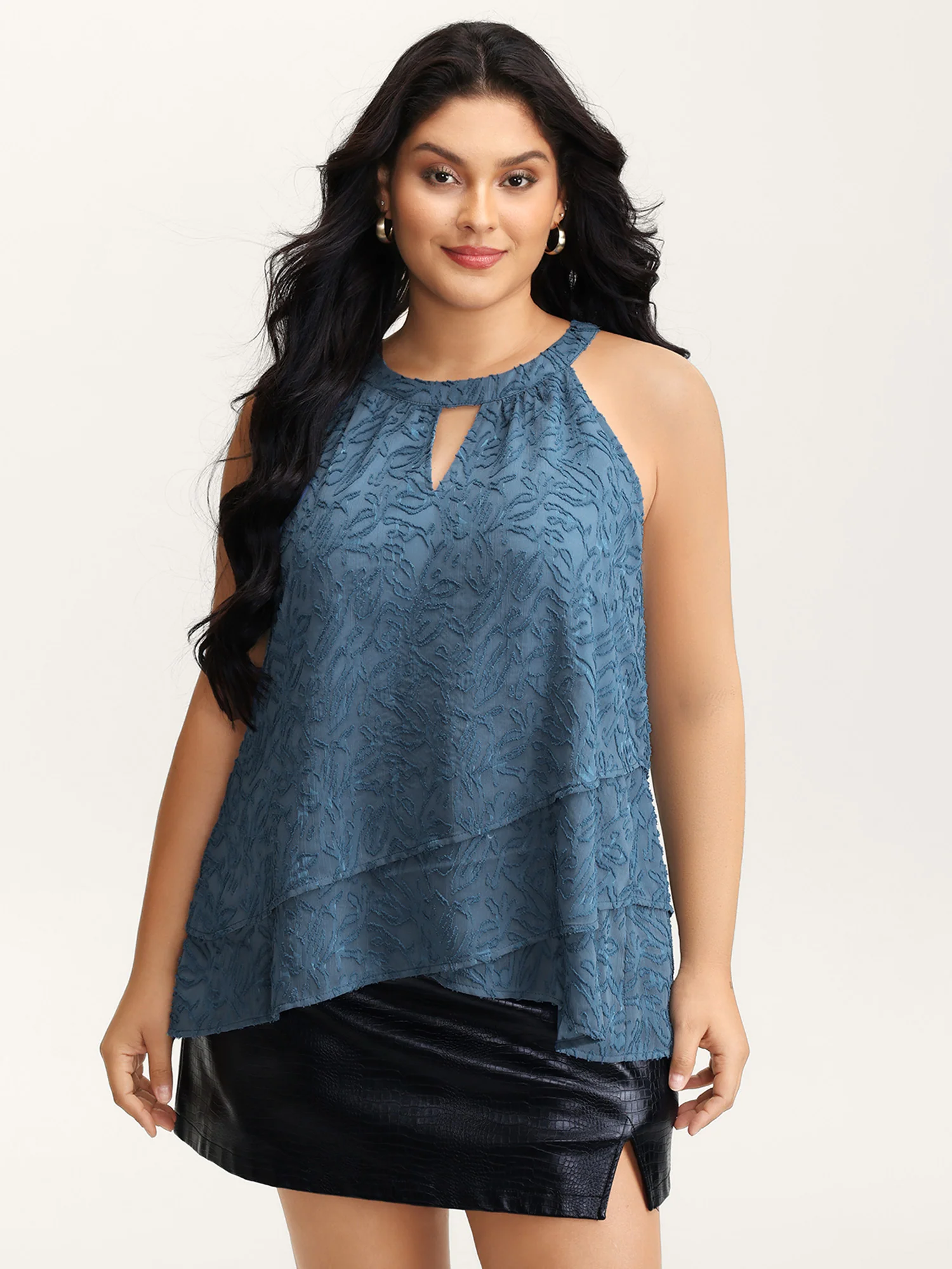 Chiffon Textured Layered Tank Top