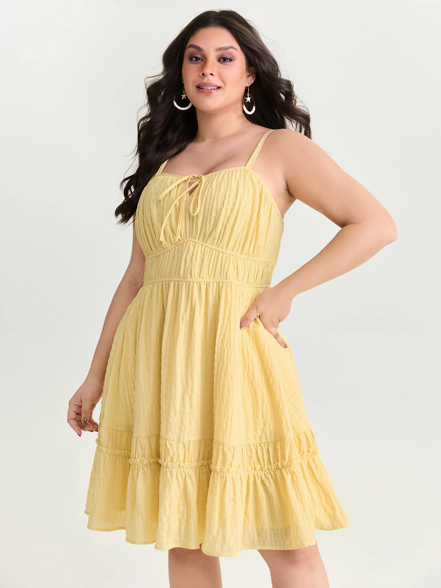 Cinched-Waist Ruffled Hem Mini Dress