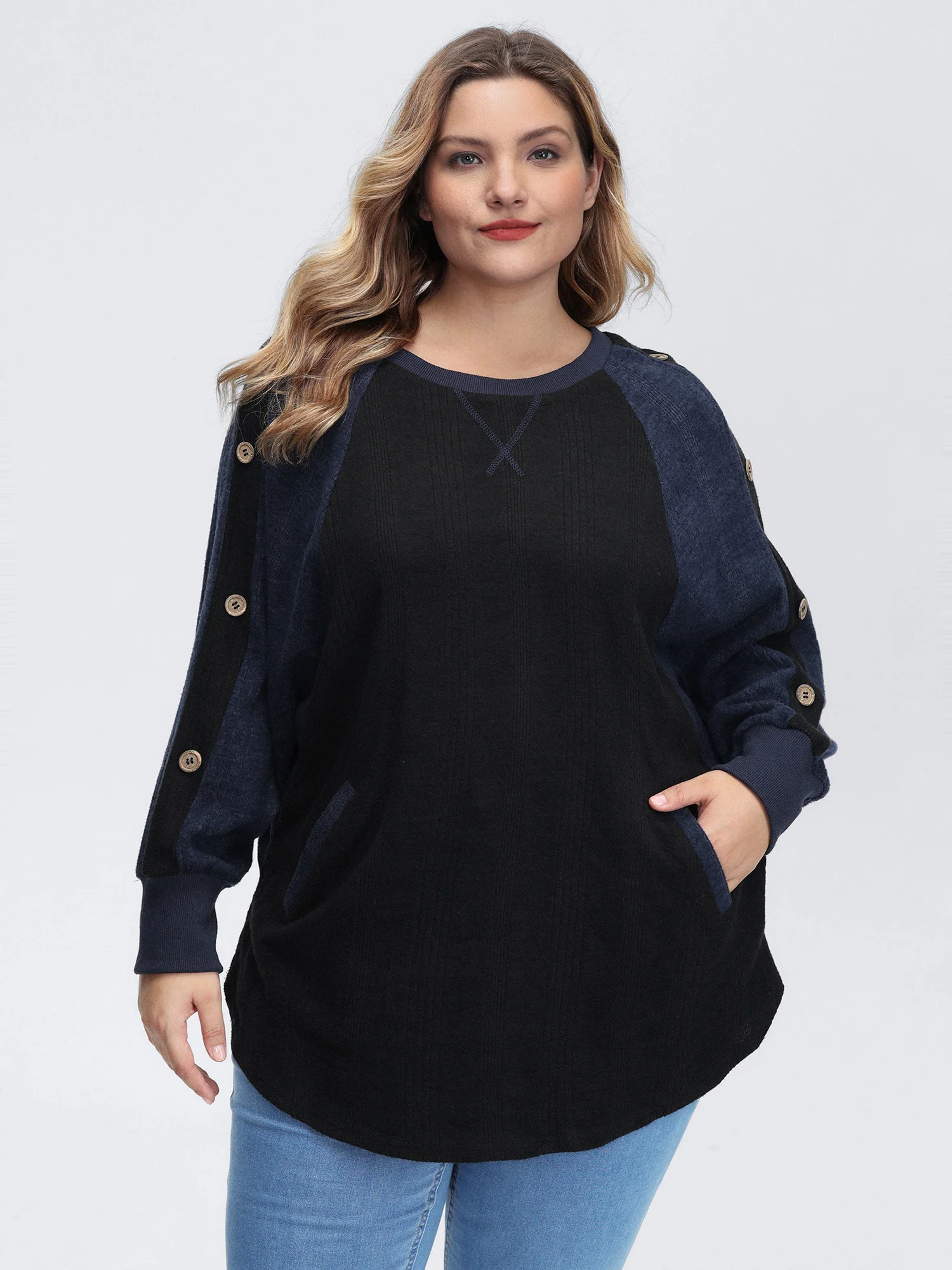 Color Contrast Raglan Sleeve Sweatshirt