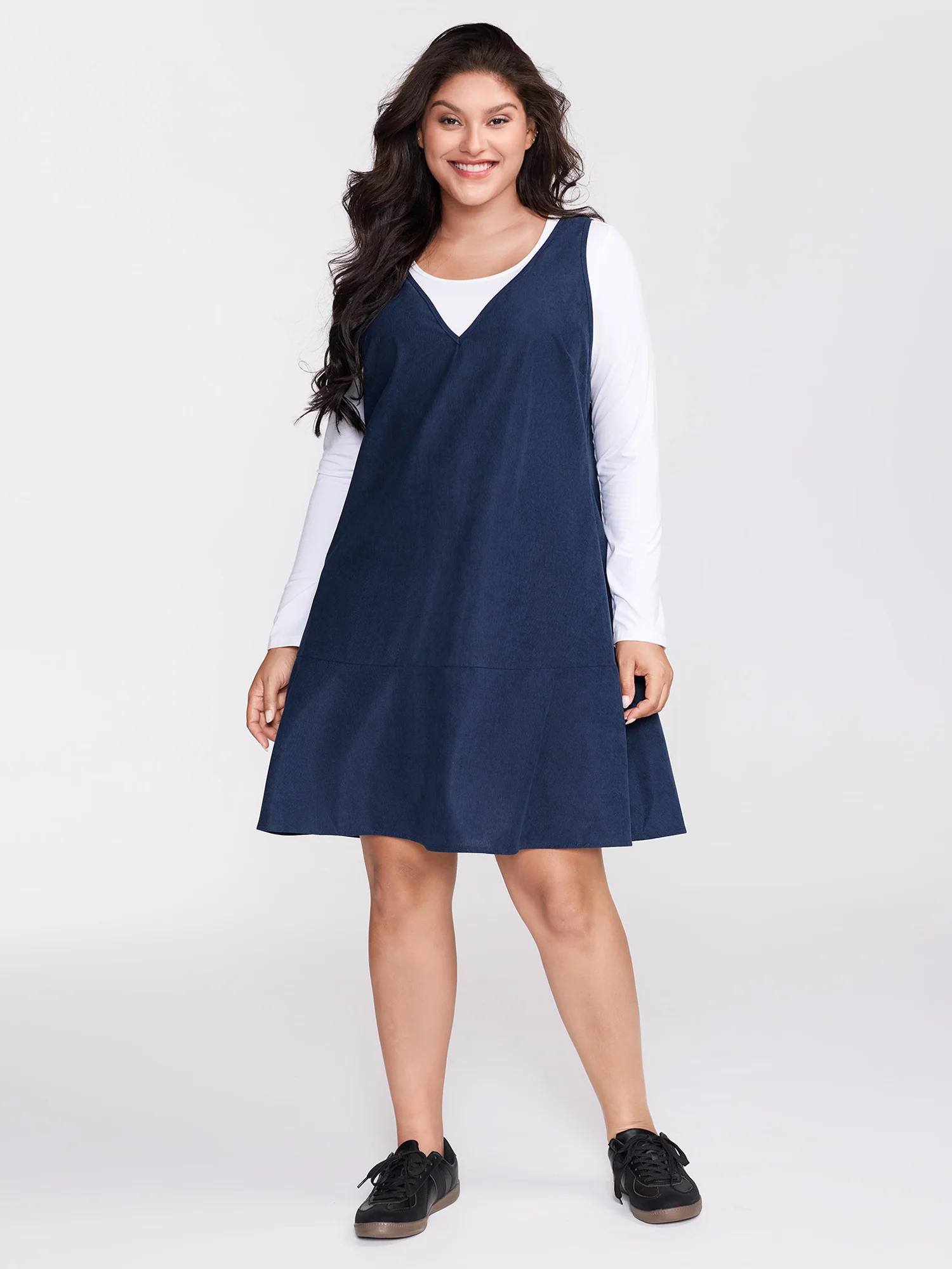 Corduroy Overall A-Line Adjustable Mini Dress