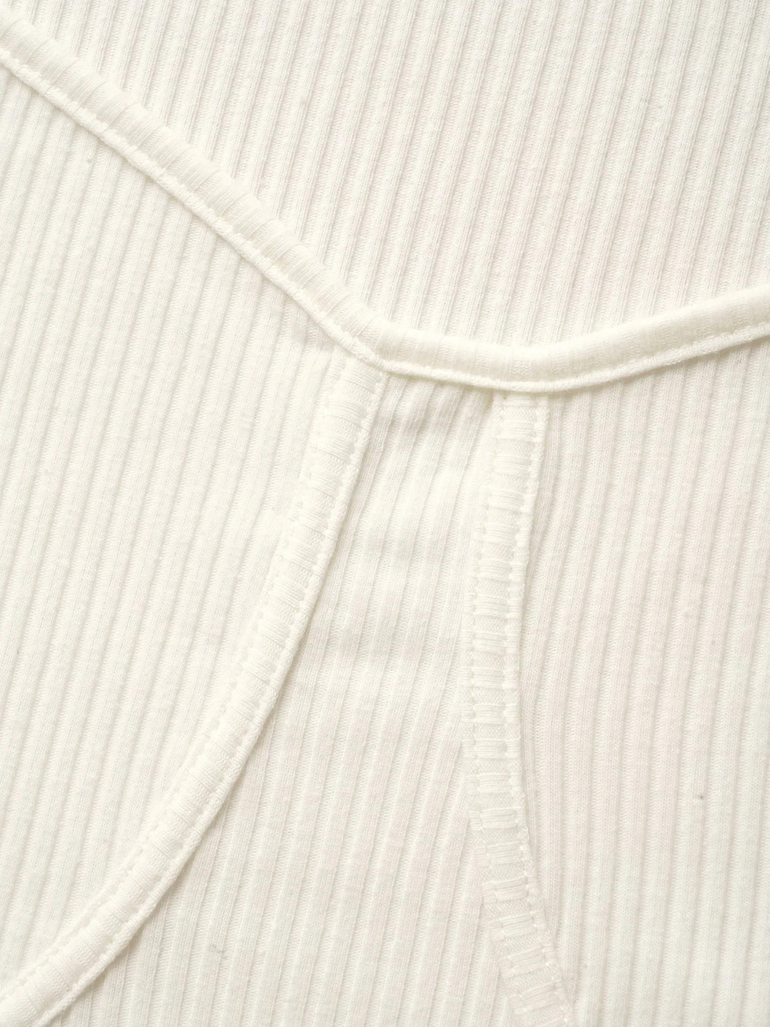 Cotton Asymmetrical Neck Tucked Seam Knit T-shirt - Image 7
