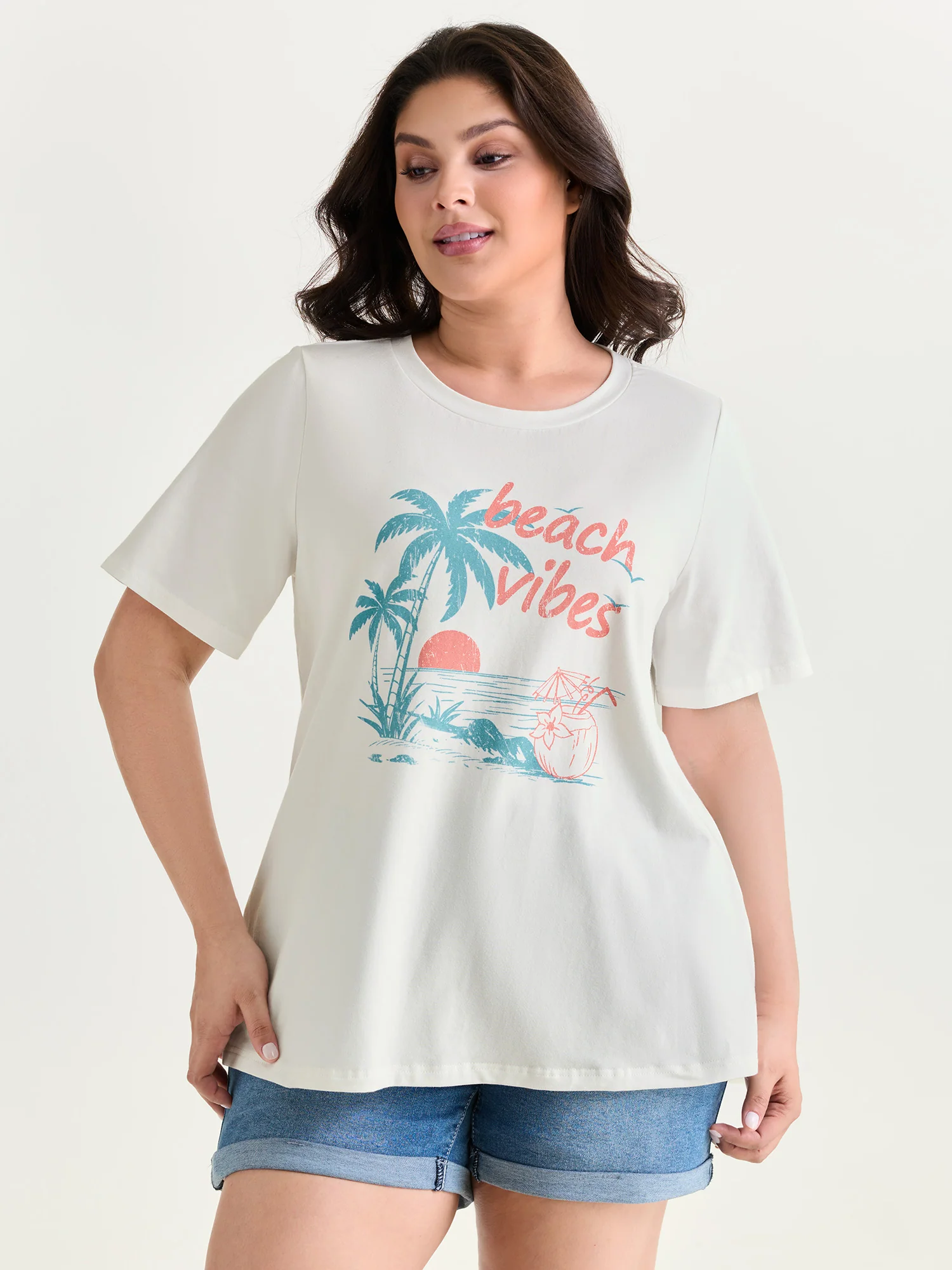 Cotton Beach Vibes Print T-Shirt