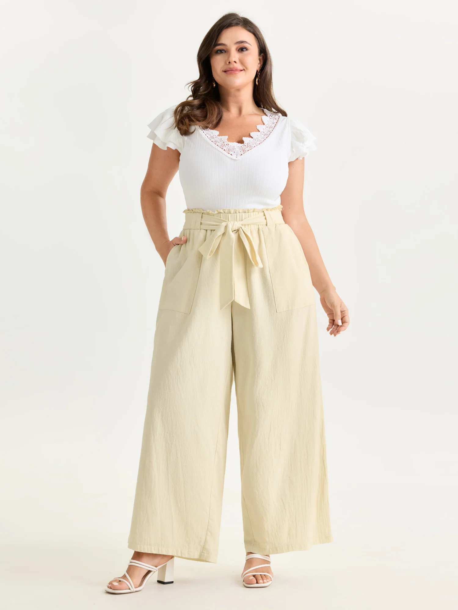 Cotton Waist-Tie Shirred Breezy Pants