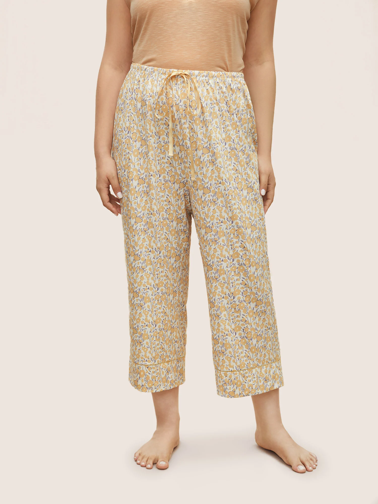 Ditsy Floral Elastic Waist Drawstring Pajama Bottoms