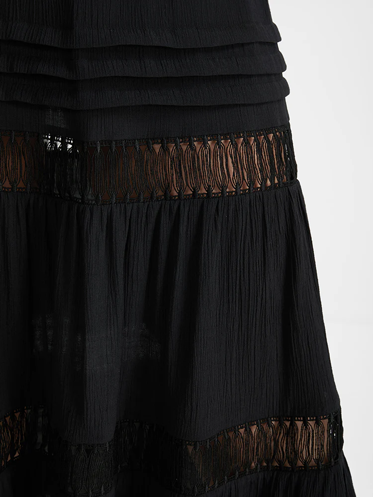 Eyelet Lace Patchwork Elastic Waist Skirt - Image 6