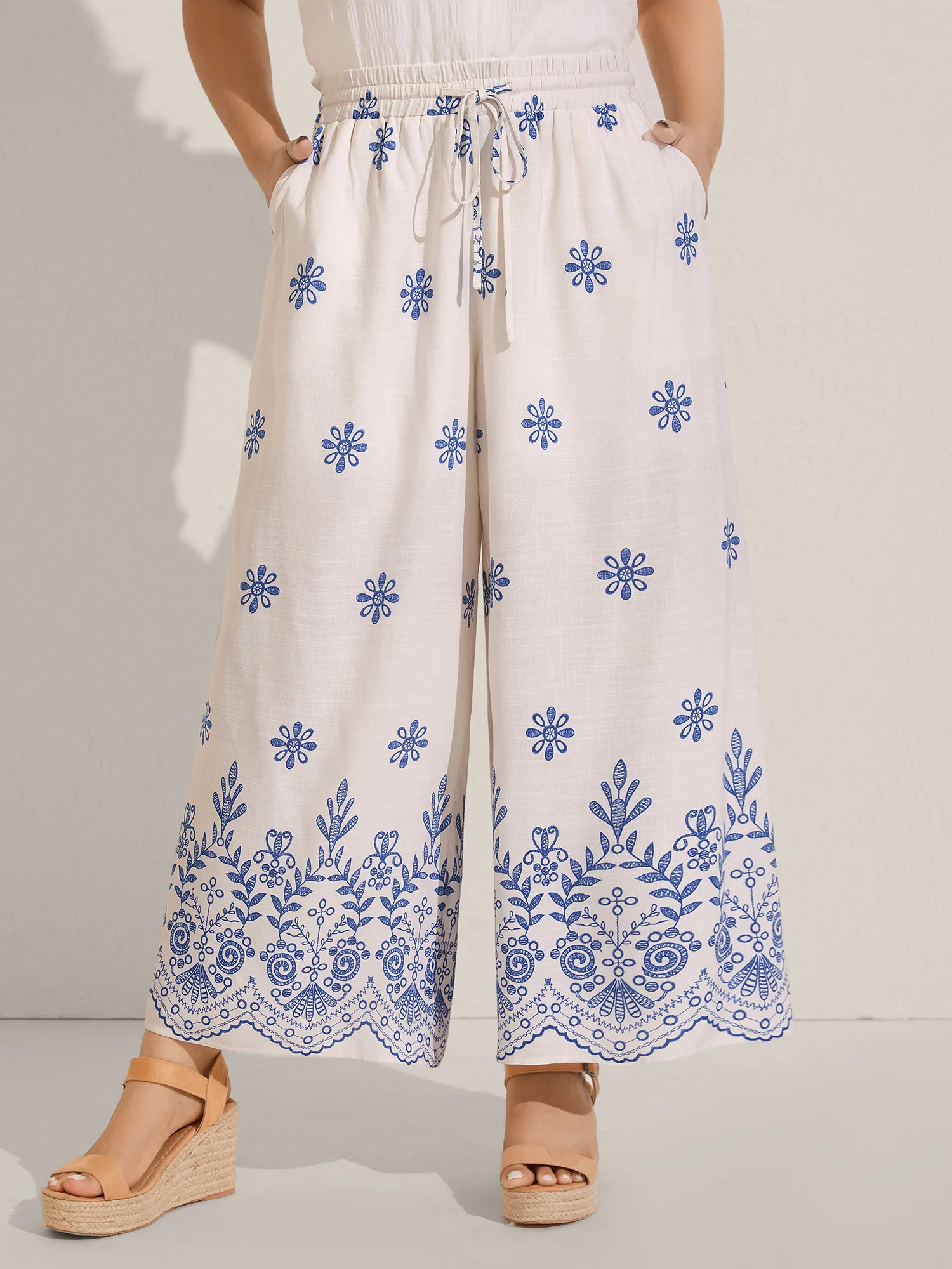 Floral Print Wide-Leg Pants