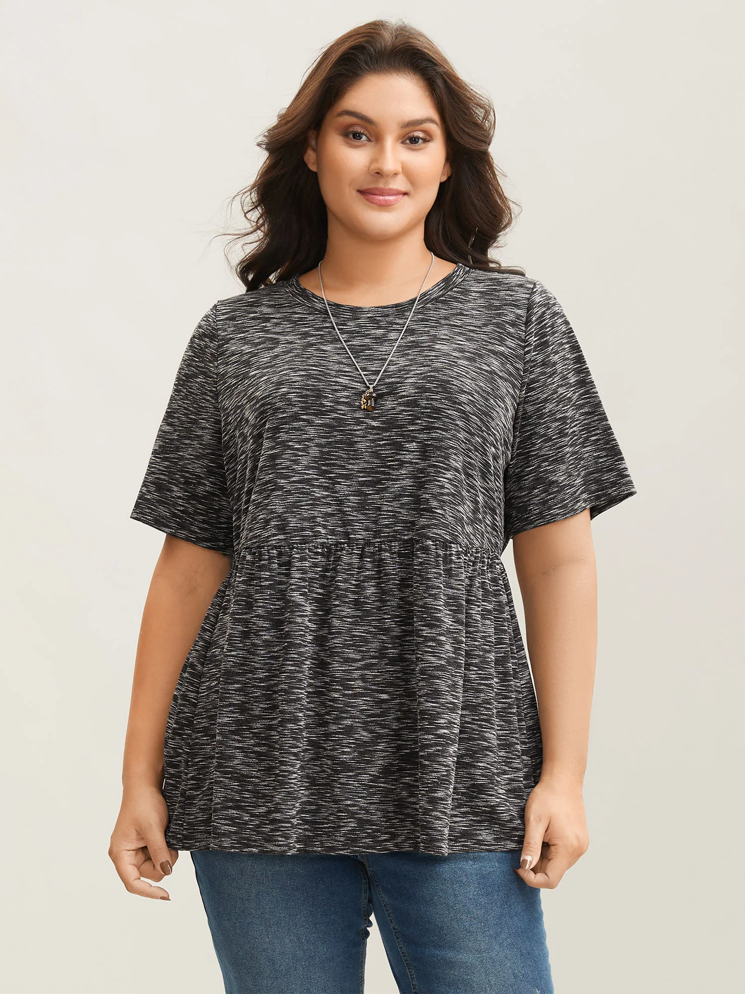 Heathered Crew Neck Relaxed T-Shirt