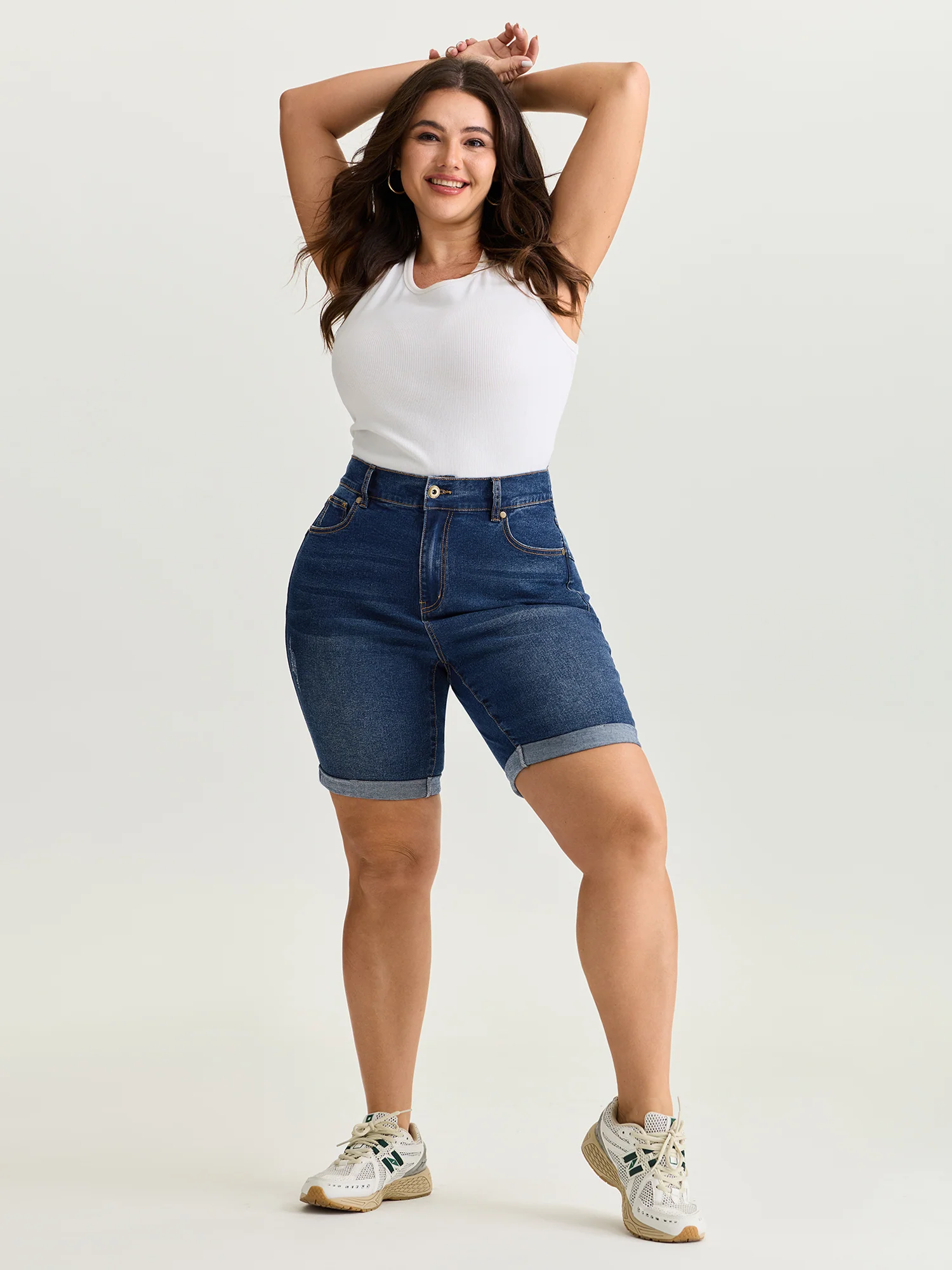Hip Lifting No Gap Waist Skinny-Fit Denim Shorts