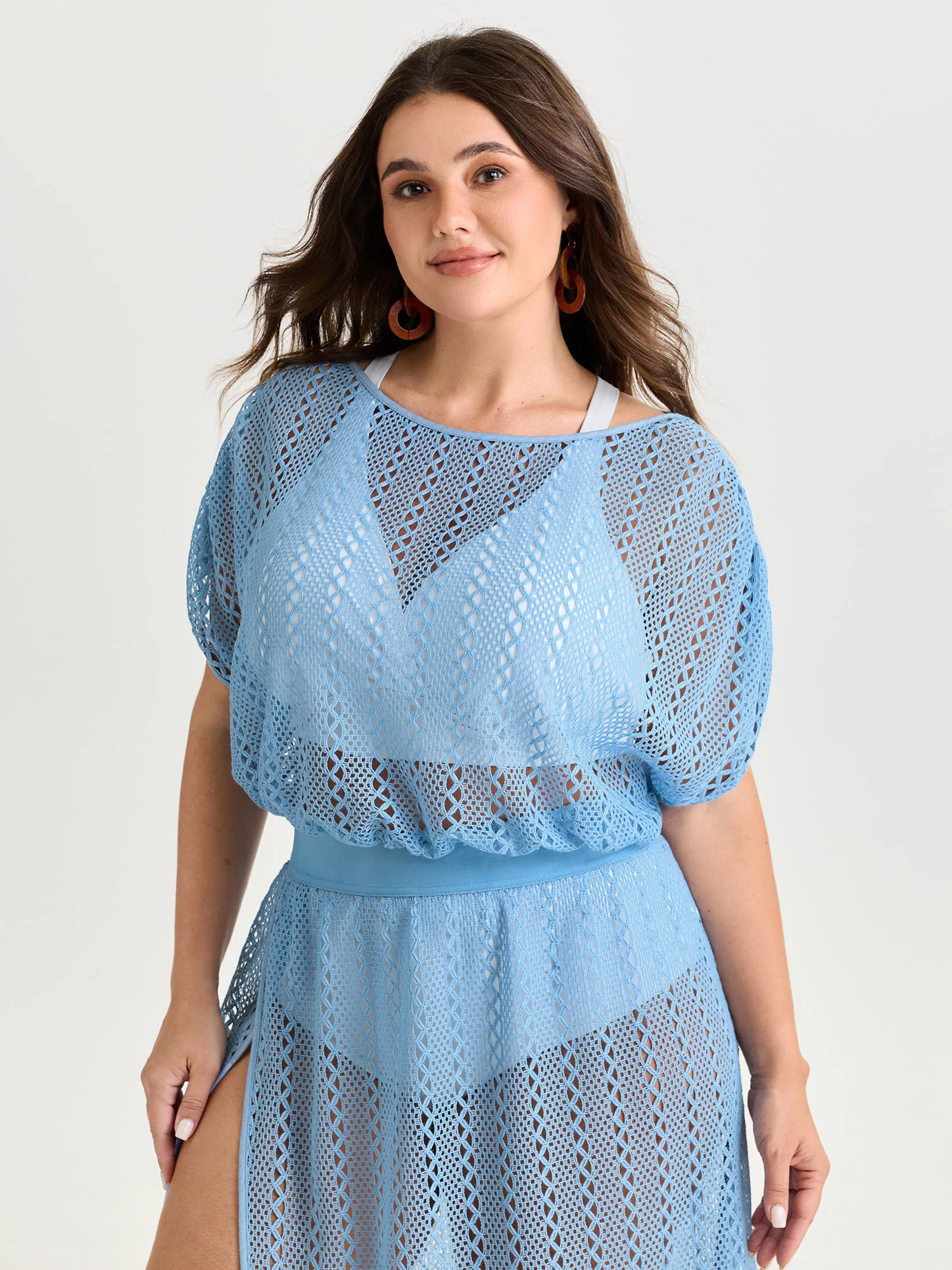 Hollowed Out Elastic Hem Cover-Up