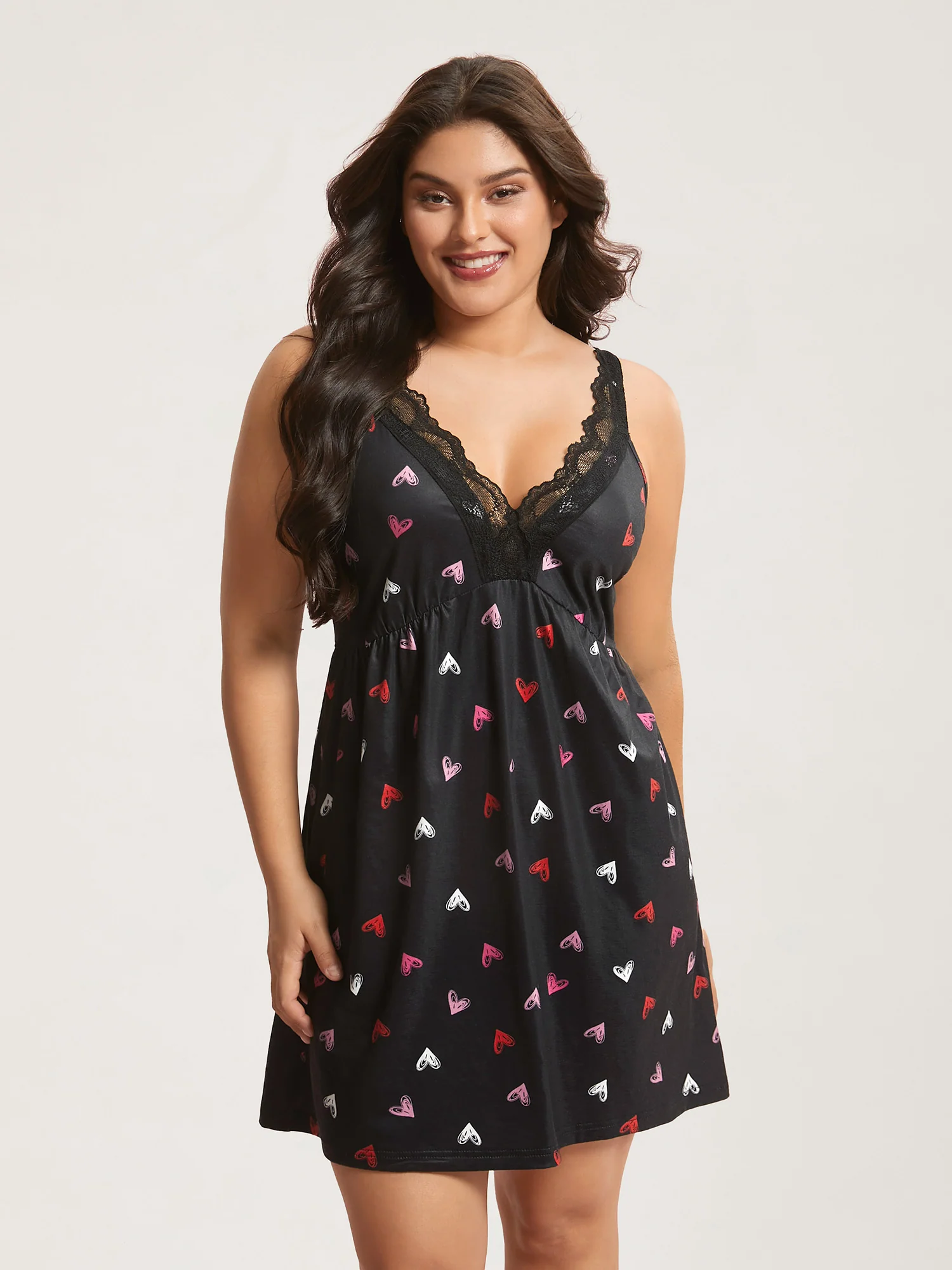 Sweet Dreams Multi-Color Lace Neckline Nightgown