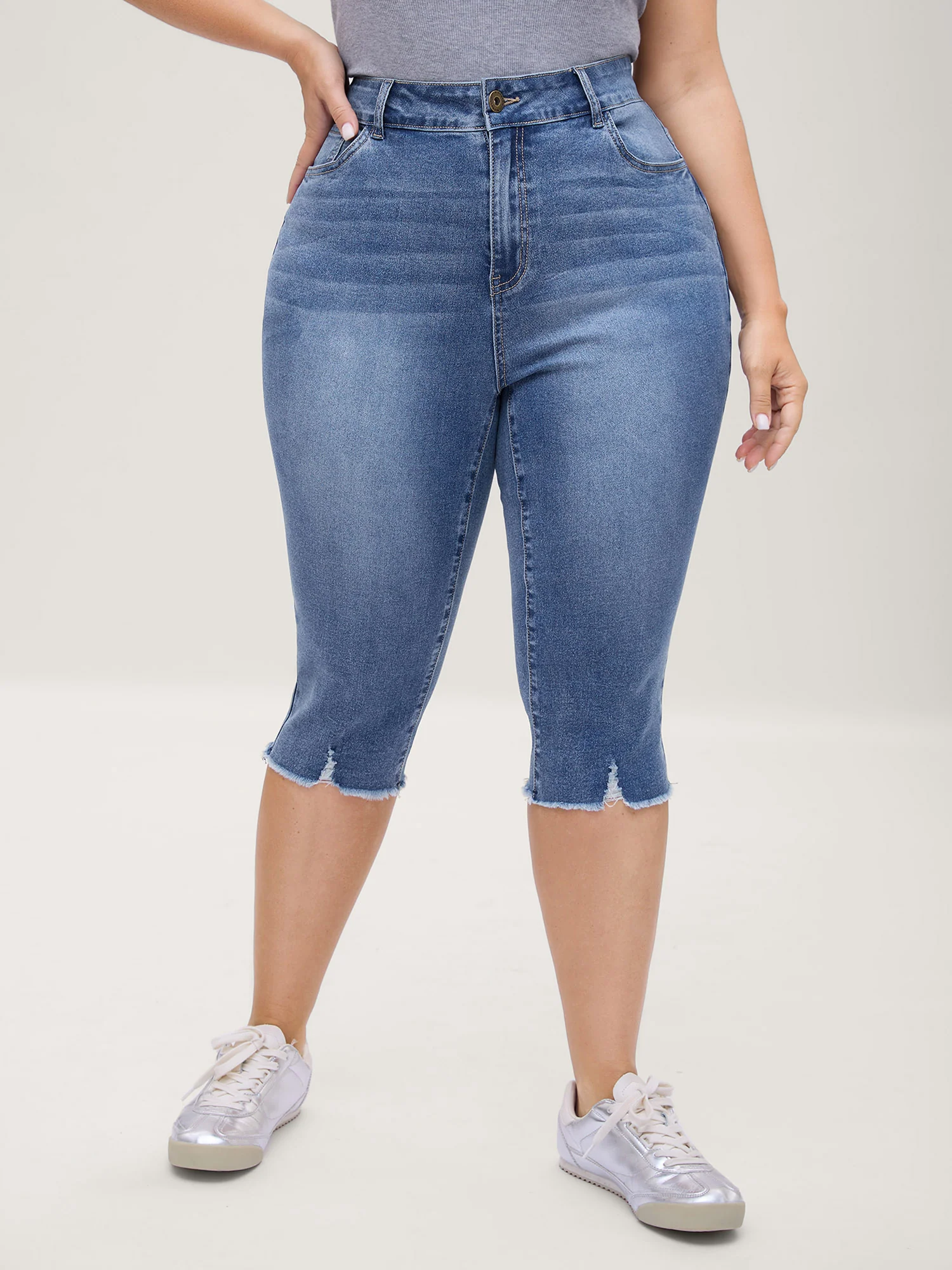 No-Gap Waist Stretchy Faded Jeans