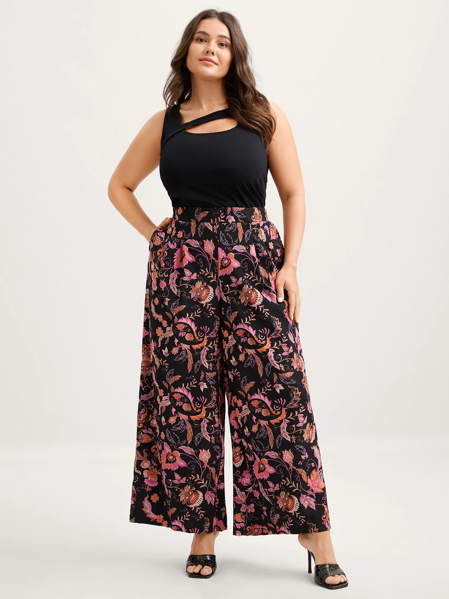 Paisley Print Wide-Leg Pants