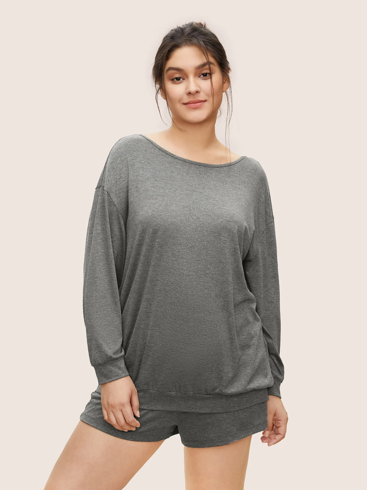 Plain Elastic Waist Pajama Bottoms
