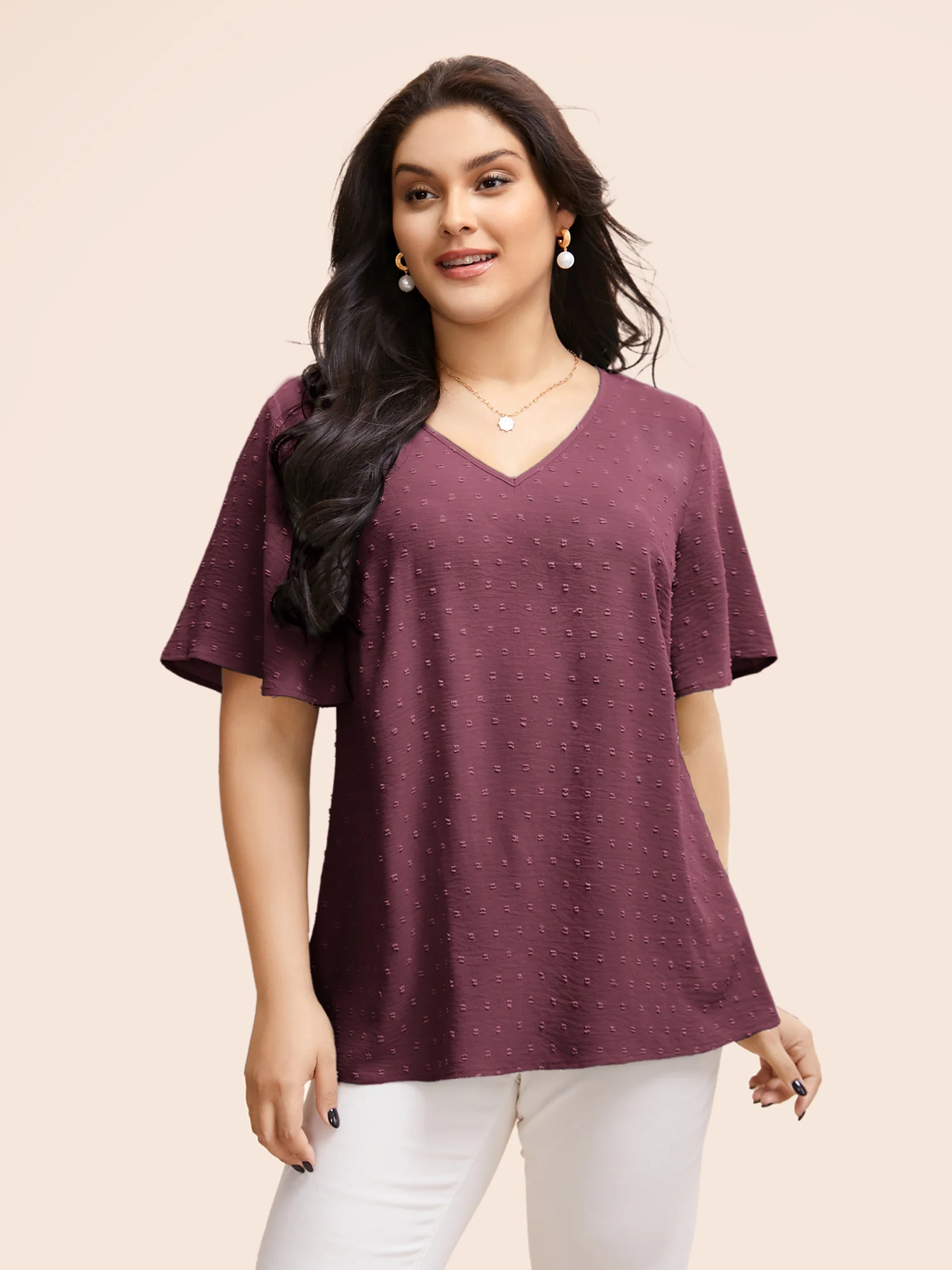 Polka Dot Lace Sleeve Blouse