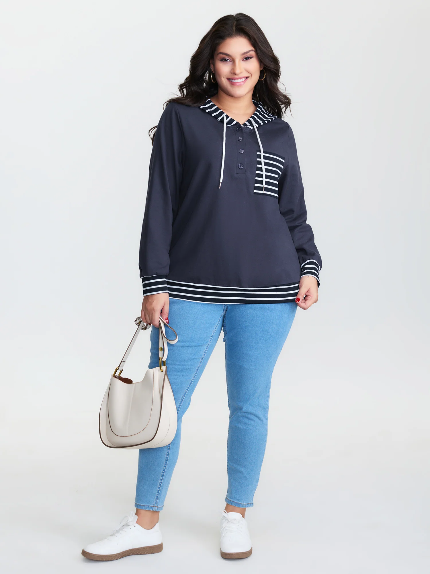 Pure Cotton Color Contrast Hoodie - Image 2