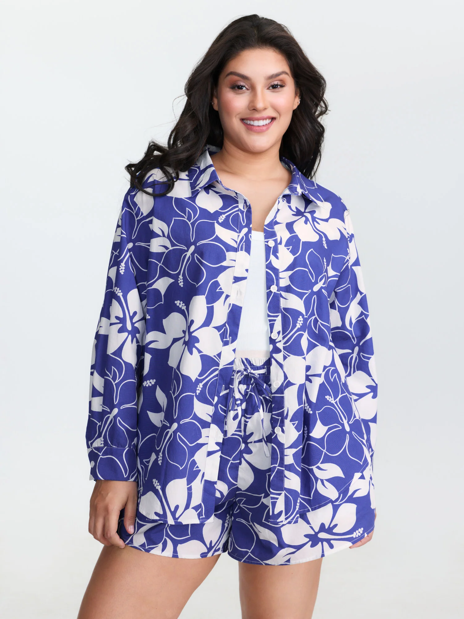 Pure Cotton Large Floral Print Shirt