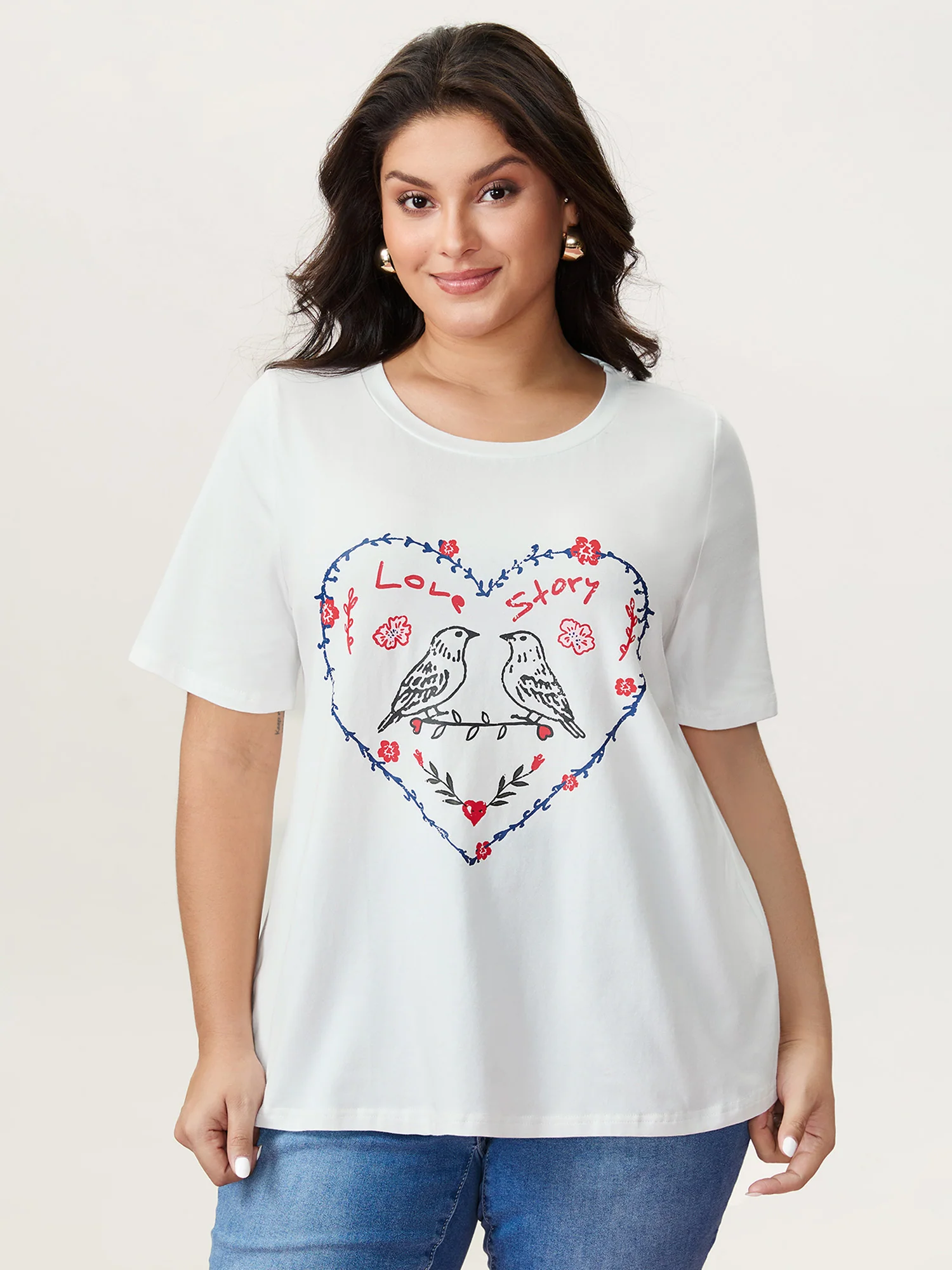 Pure Cotton Love Notes Round Neck T-Shirt