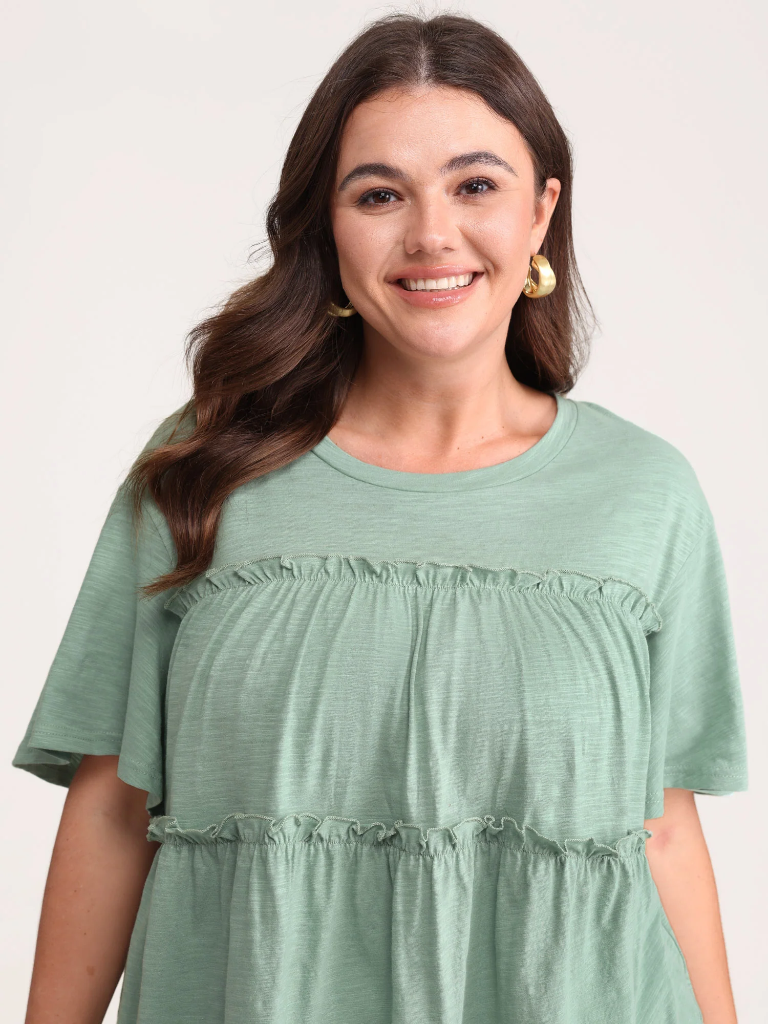 Pure Cotton Stretchy Lace Trim T-Shirt - Image 2