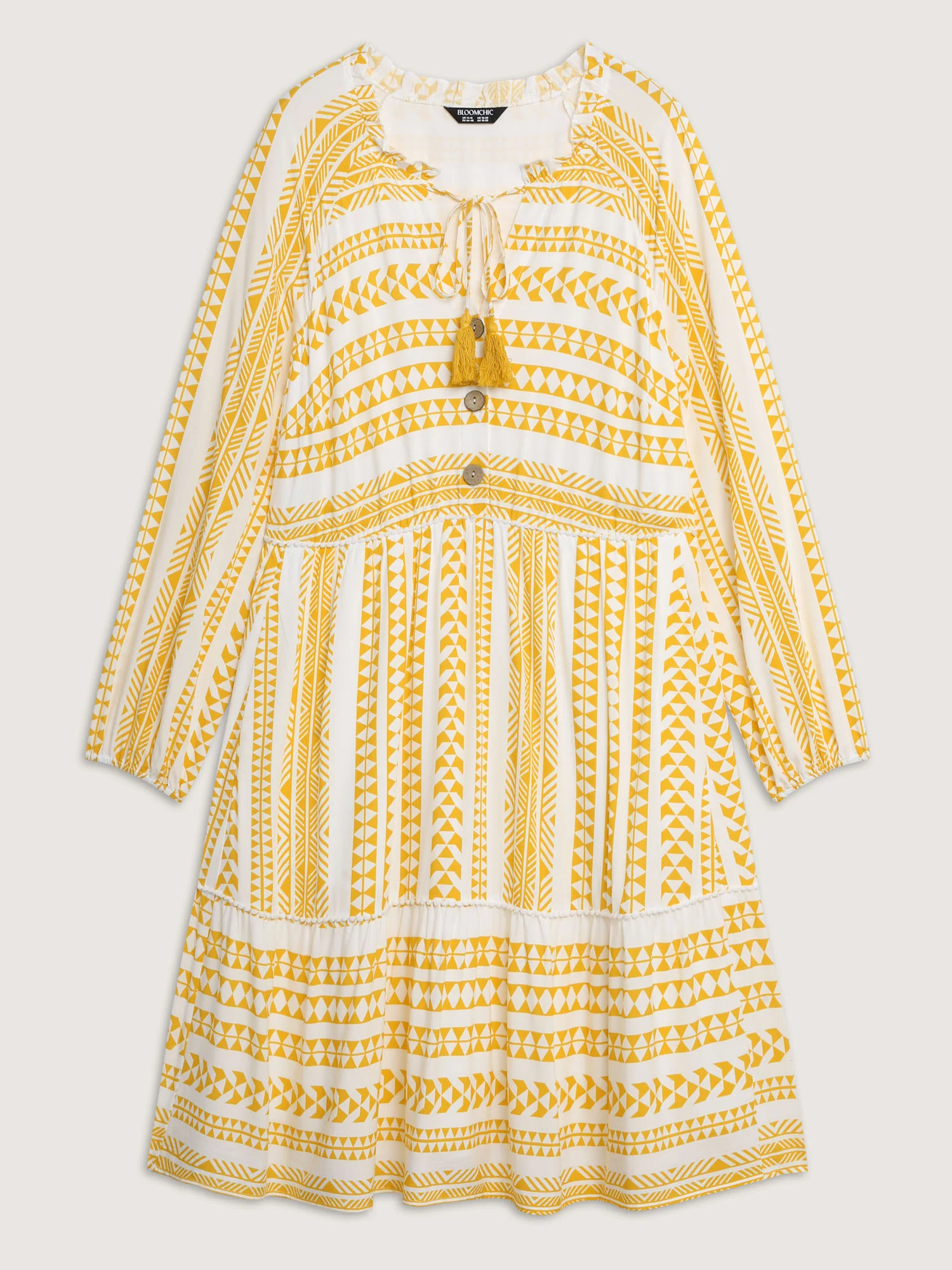 Rayon Boho Stripe Button Placket Midi Dress - Image 9