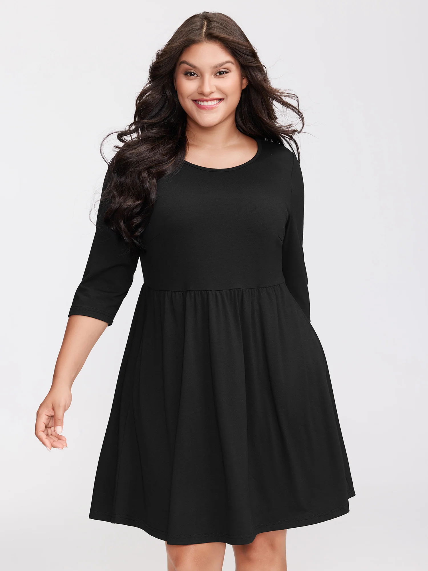 Round Neck Padded Bra Midi Dress