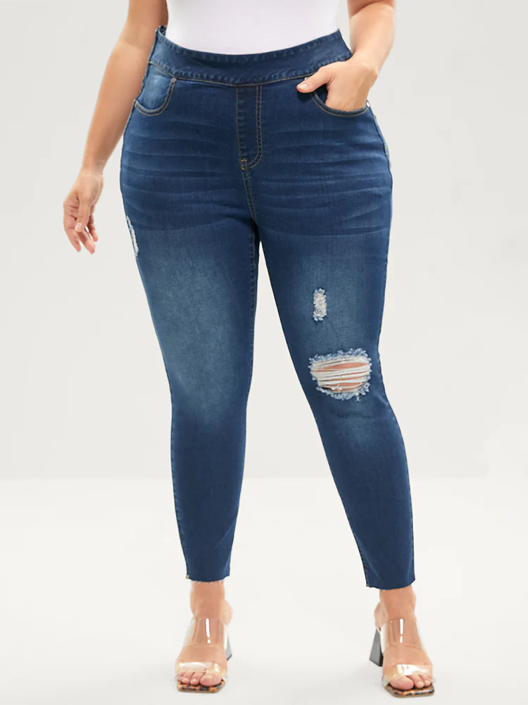 Skinny Very Stretchy High Rise Medium Wash Sculpt Waist Jeans