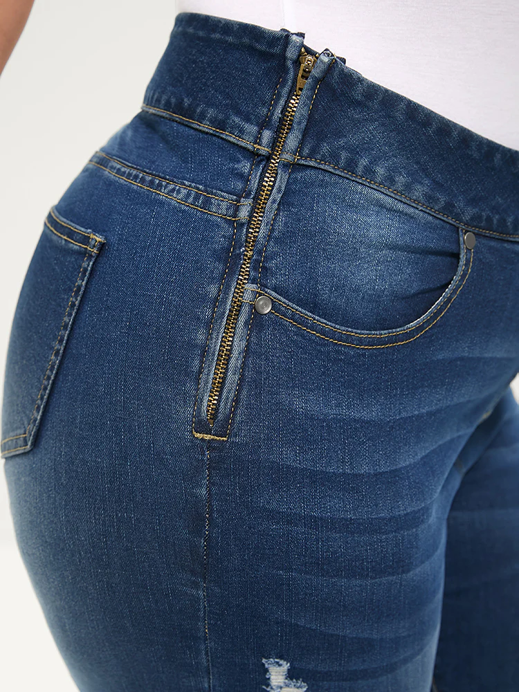 Skinny Very Stretchy High Rise Medium Wash Sculpt Waist Jeans - Image 5
