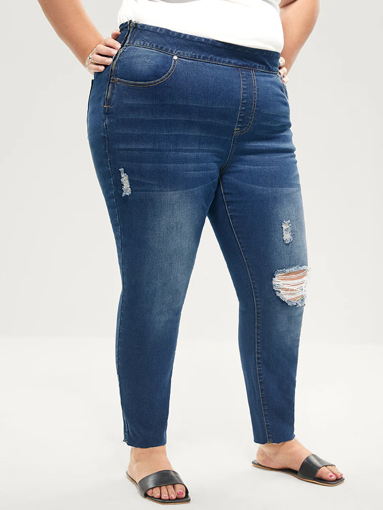Skinny Very Stretchy High Rise Medium Wash Sculpt Waist Jeans - Image 6