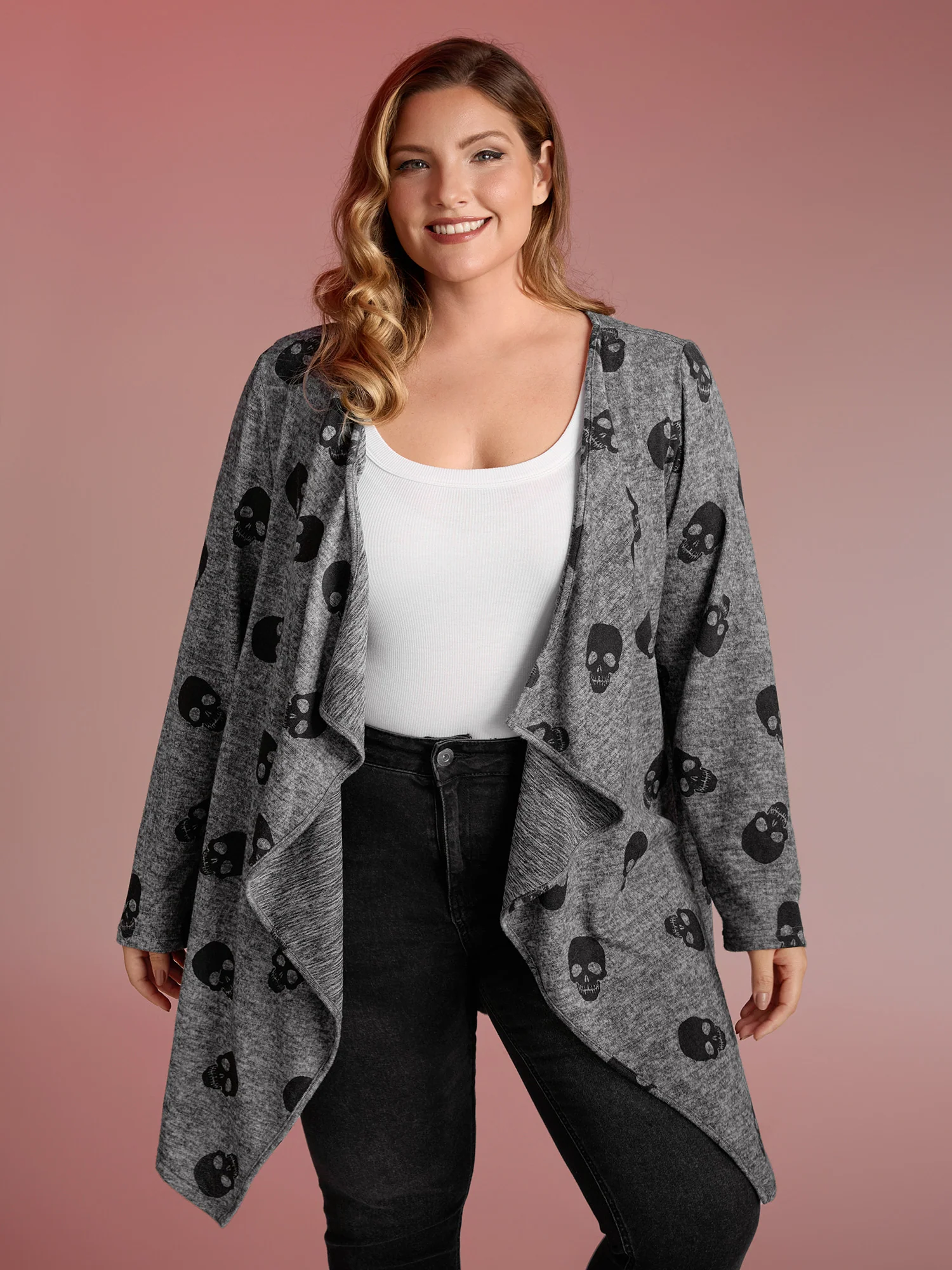 Skulls Everywhere Asymmetrical Edge Jacket