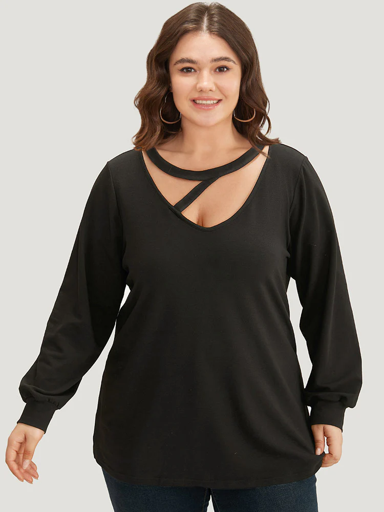 Solid Cut Out Sweatshirt