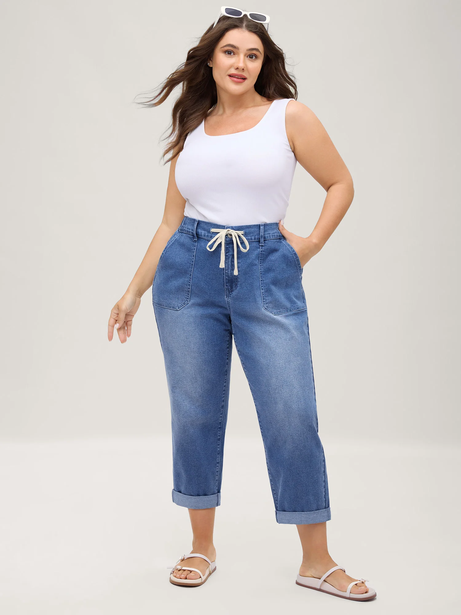 Stretch No-Gap Elastic Waist Jeans - Image 2