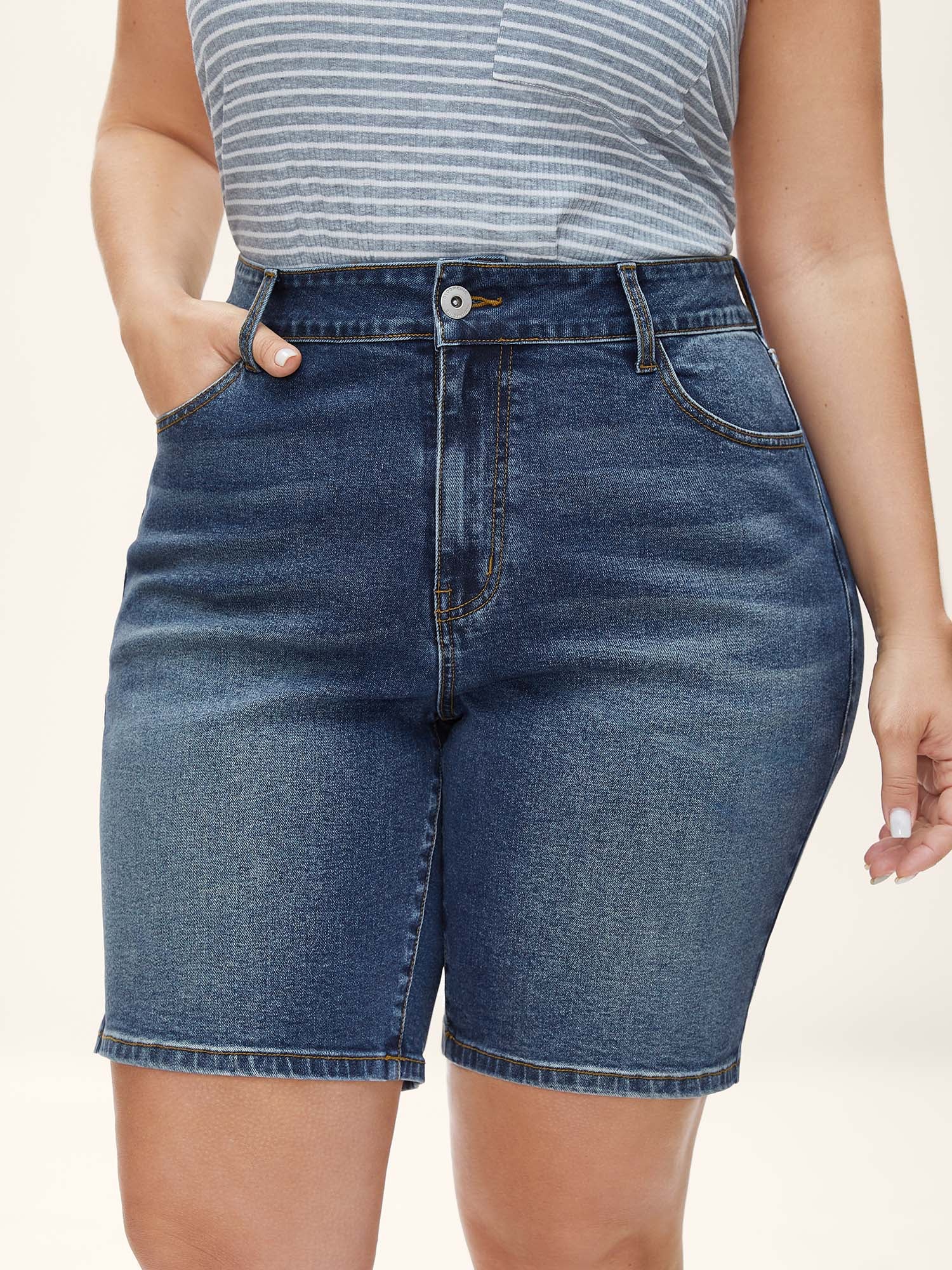 Thigh-Friendly Moderate Stretch Denim Shorts