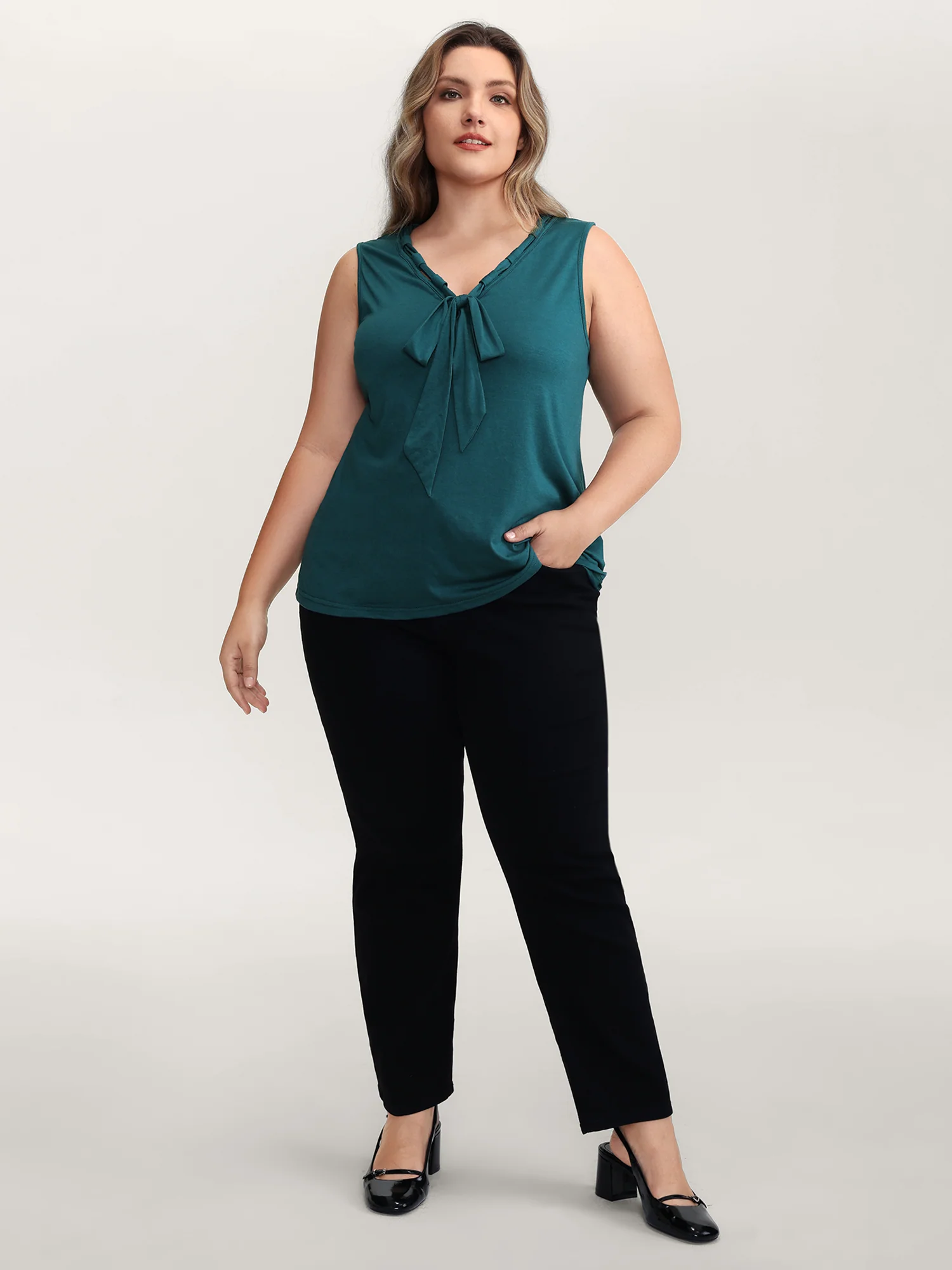 Supersoft Stretchy Bowknot Neckline Tank Top - Image 4