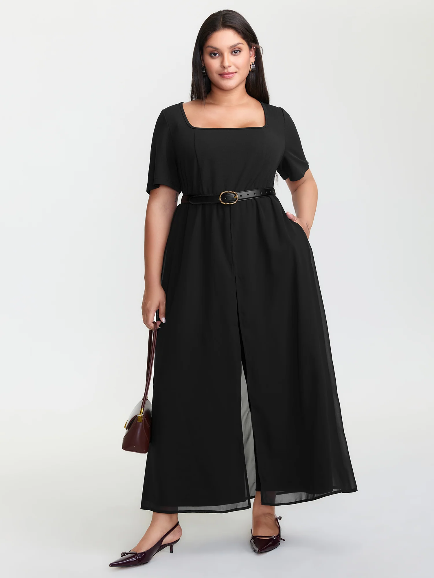 Stretchy Layered Wide-Leg Jumpsuits