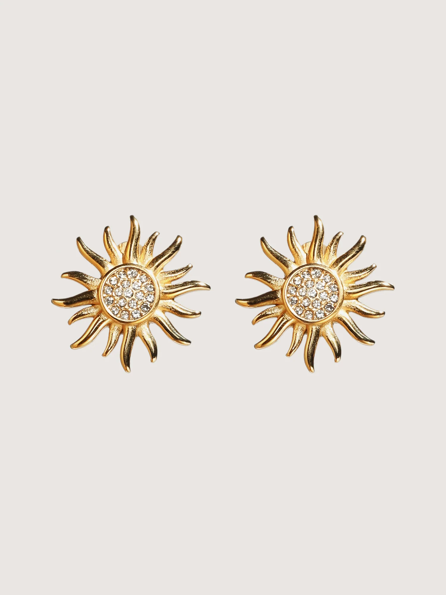 Sunflower Zircon 18k Gold Plated Earrings