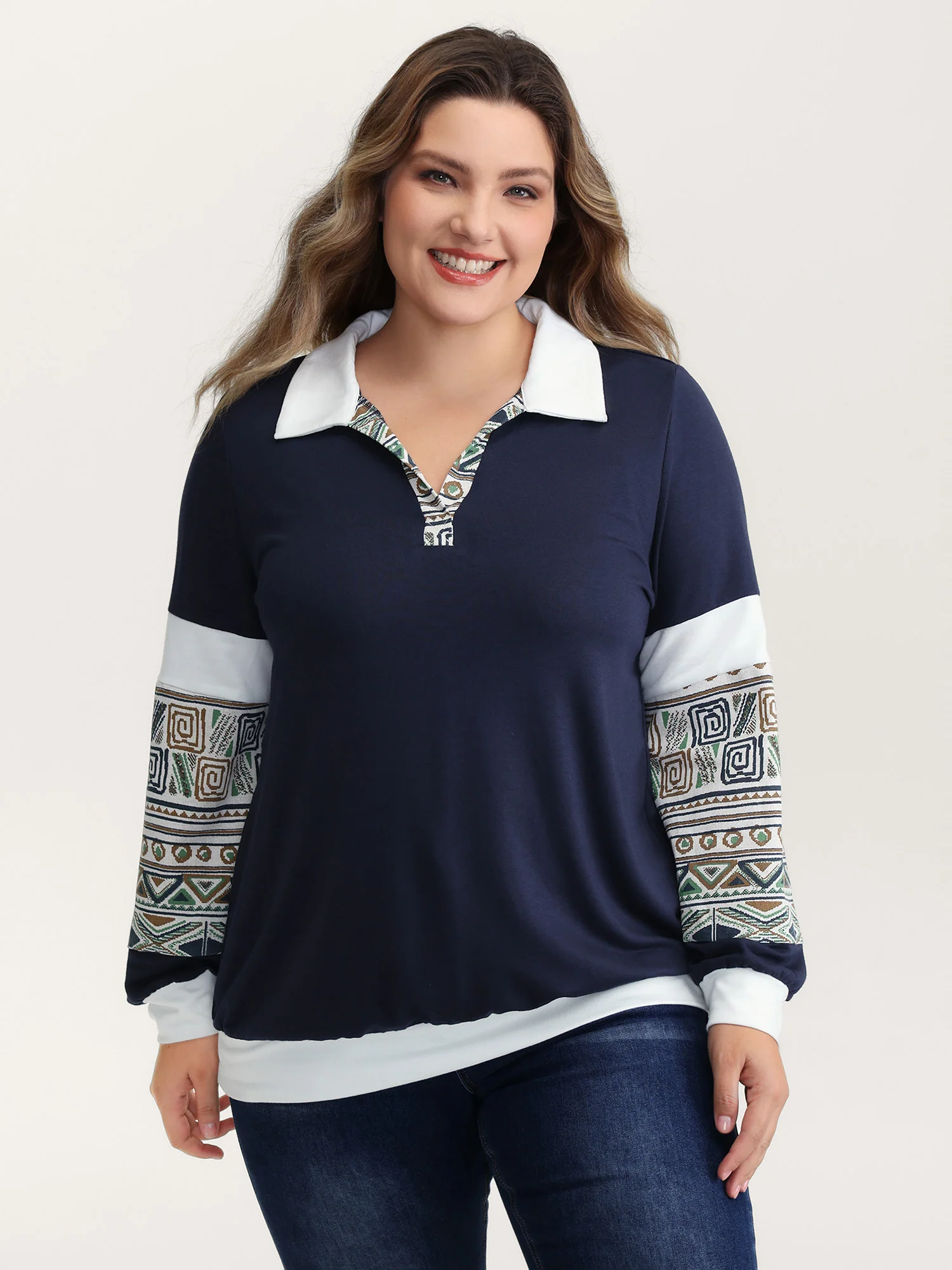 Supersoft Color Contrast Collar Sweatshirt