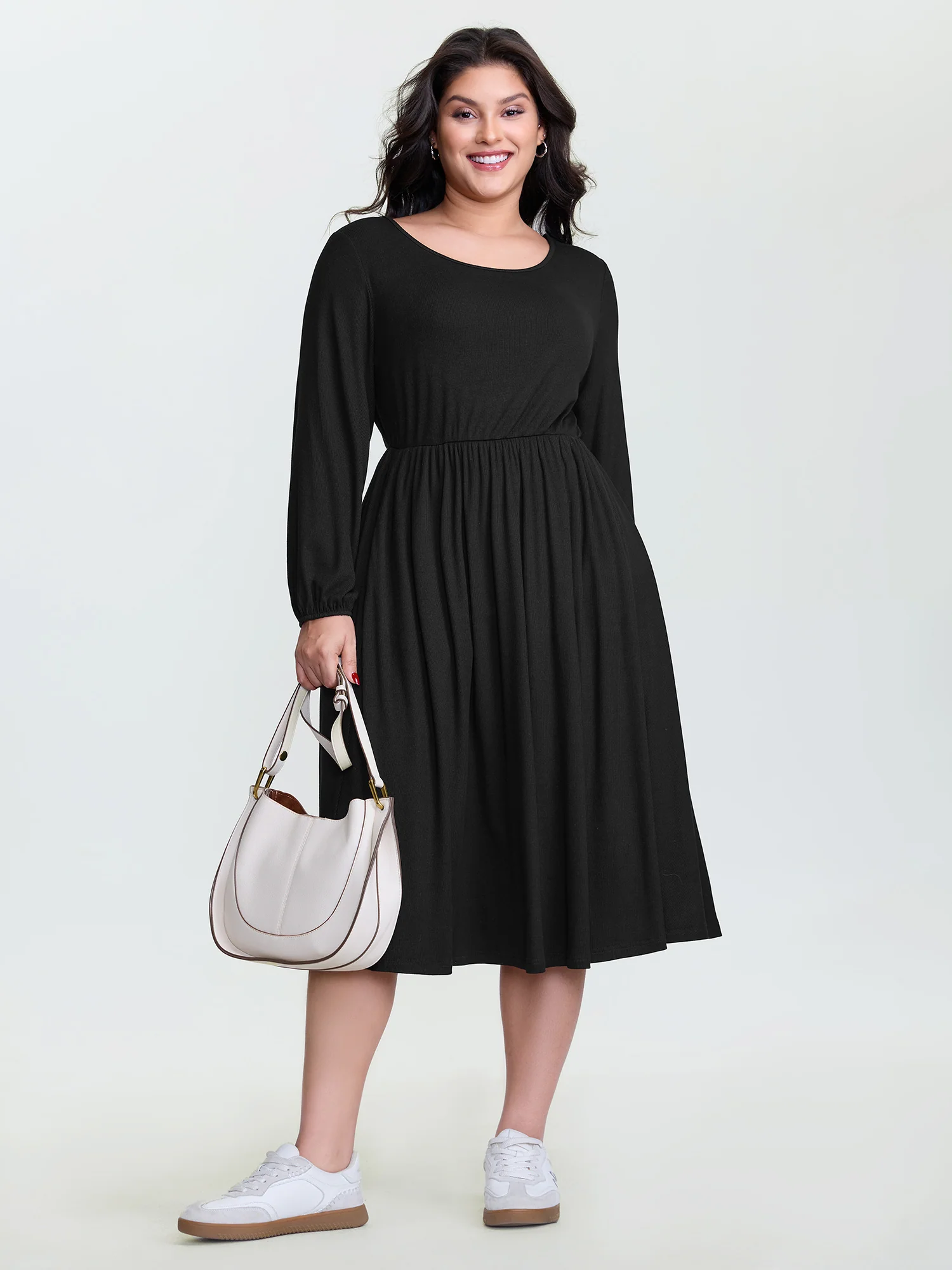 Supersoft Cut-Out Back Round Neck Midi Dress
