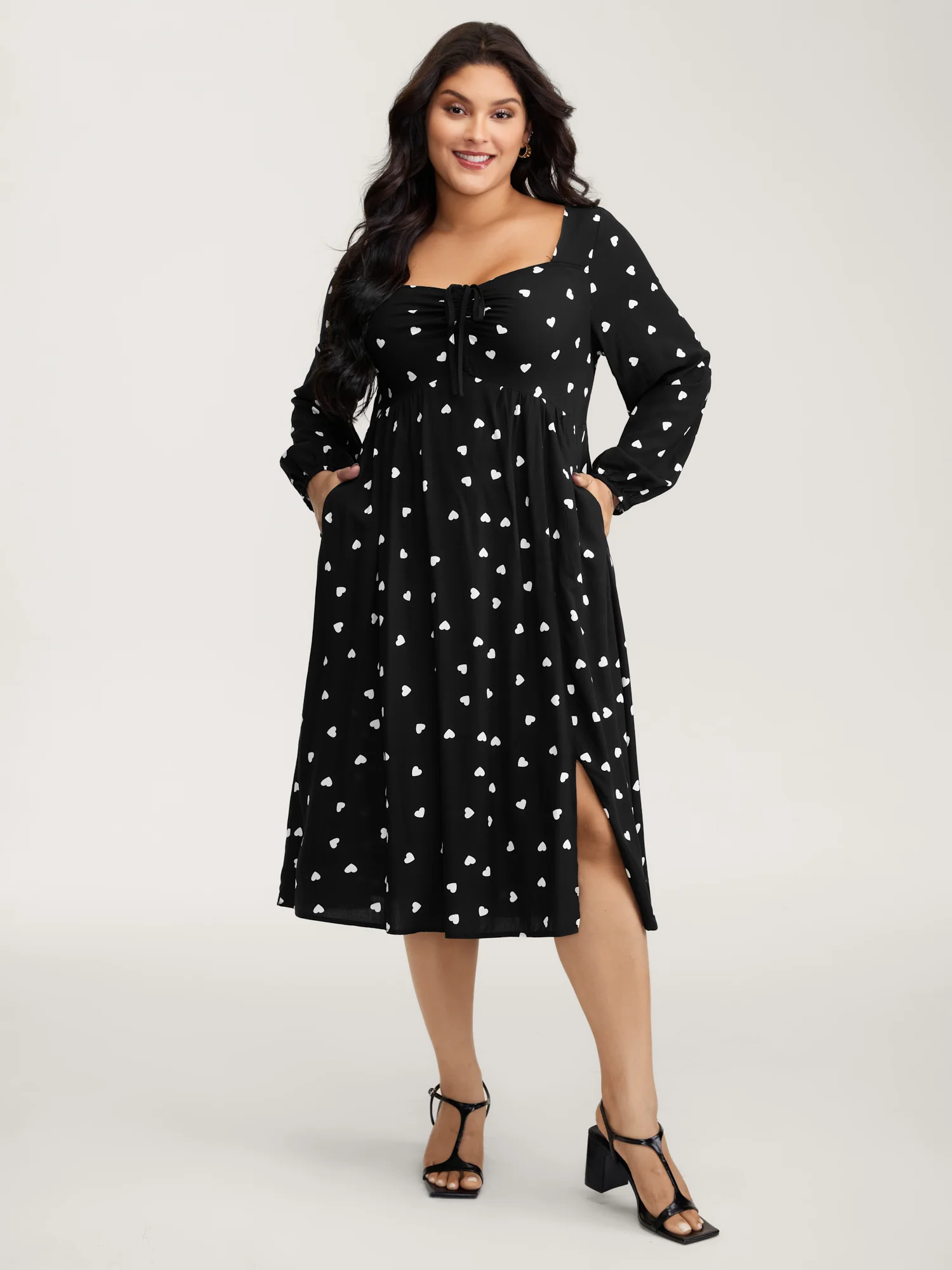 Supersoft Hearts Back Cut-Out Drawstring Midi Dress