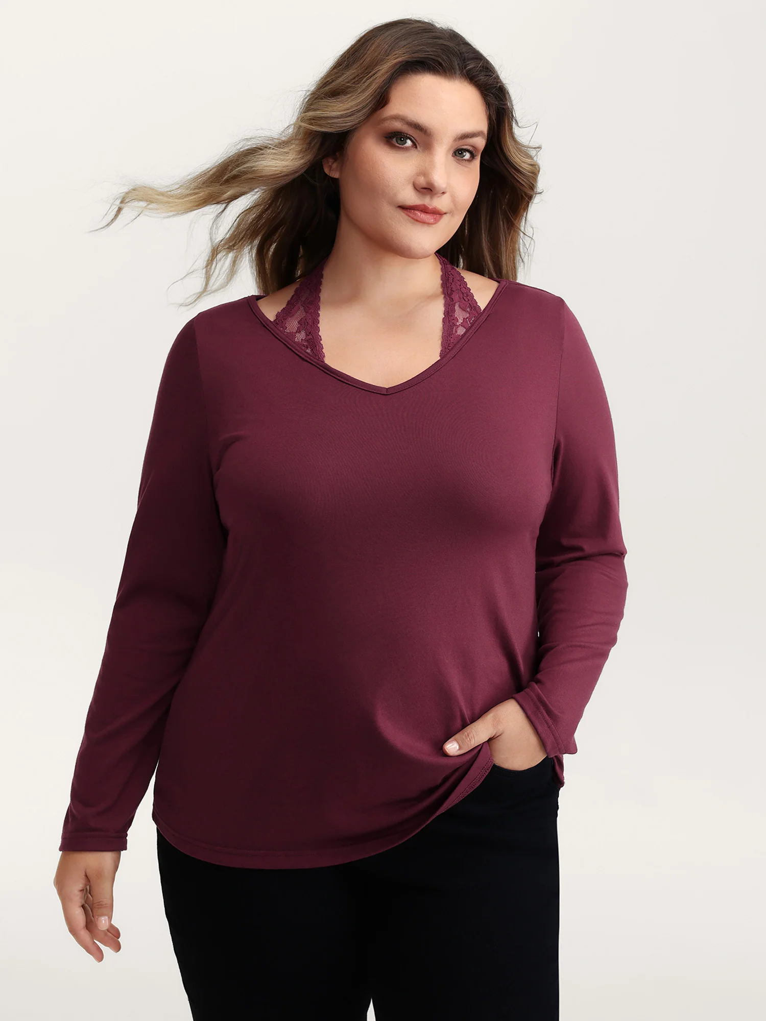Supersoft Lace Halter Neck T-Shirt