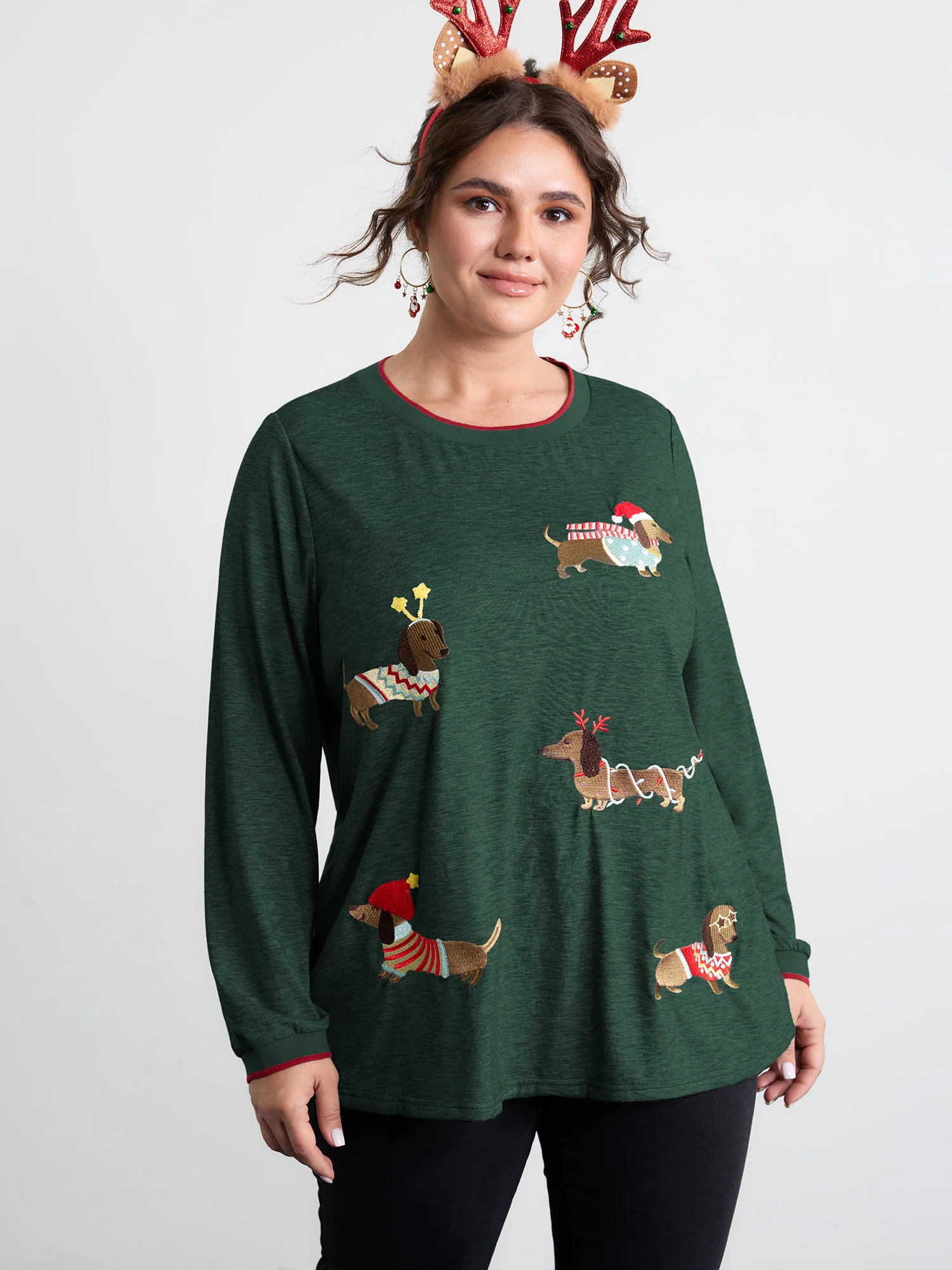 Supersoft Puppy Embroidery Contrast T-Shirt