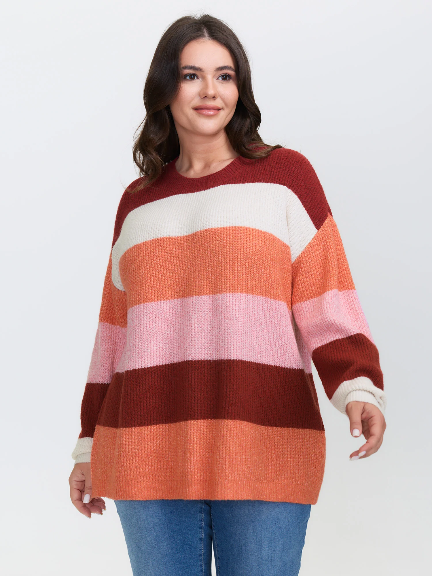 Supersoft Superstretchy Color Stripe Textured Pullover