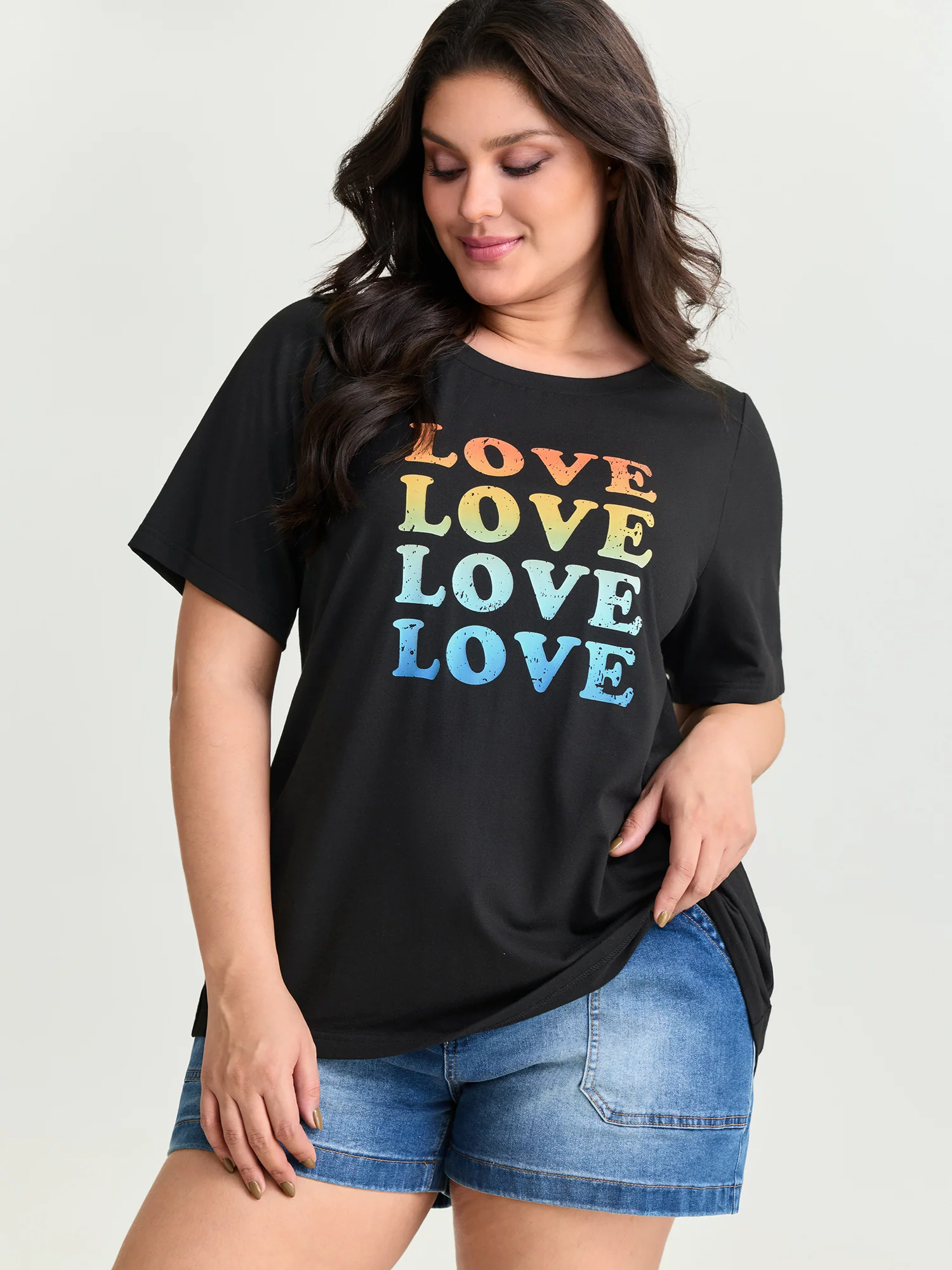 Supersoft Vibrant Love Print Stretchy Fit T-Shirt