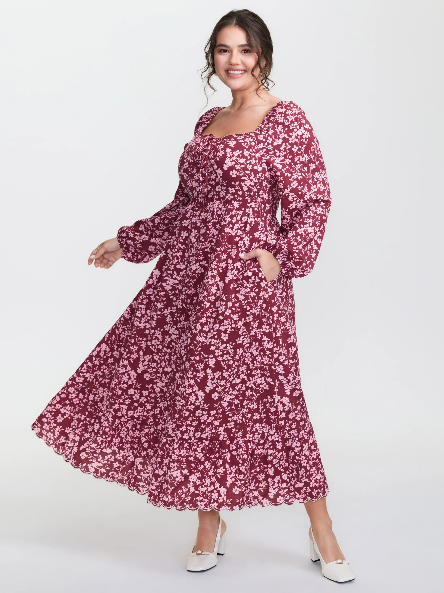 Sweet Floral Adjustable Bust Maxi Dress