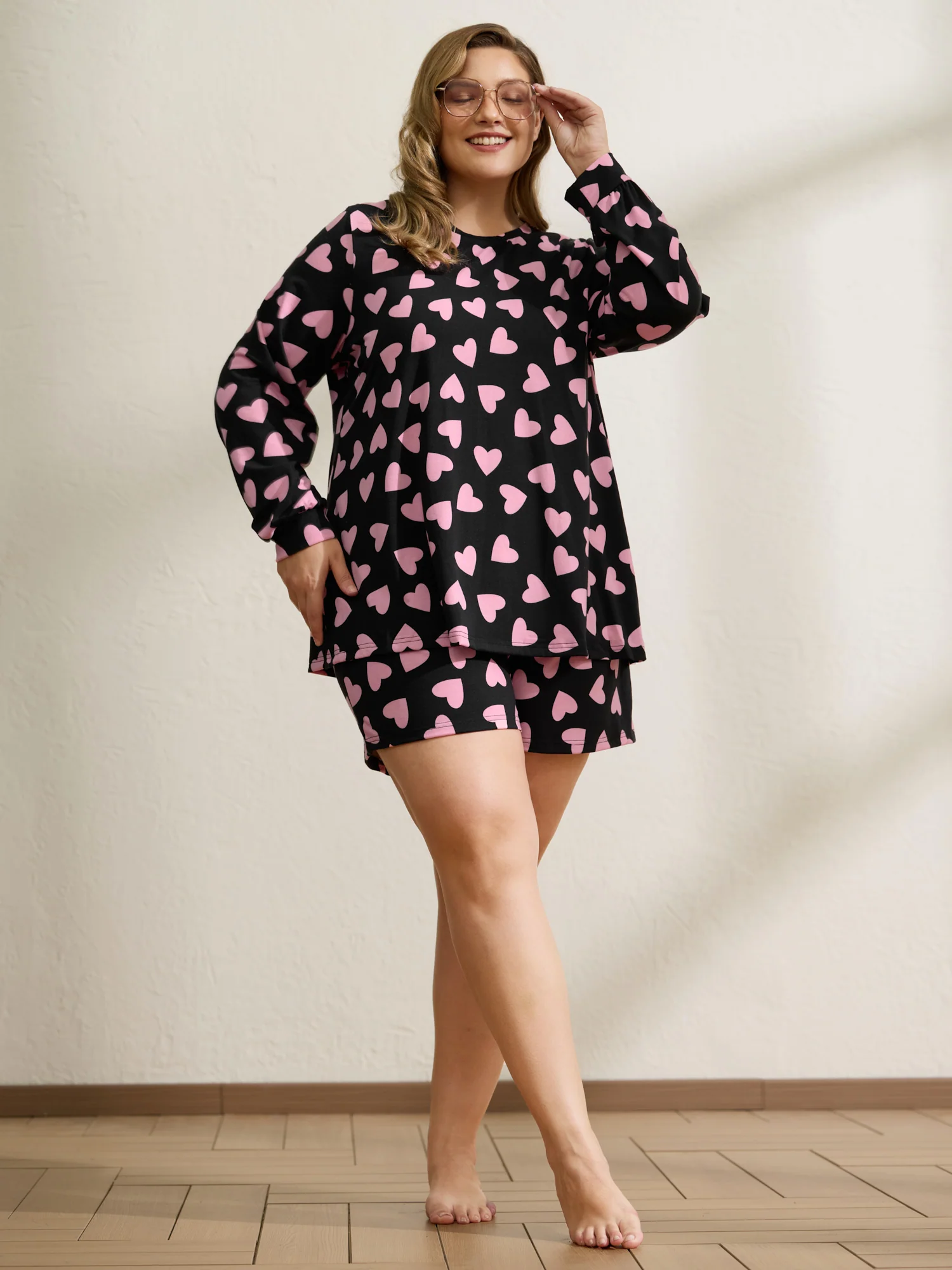 Sweet Hearts Stretchy Waist Knit Loungewear Set