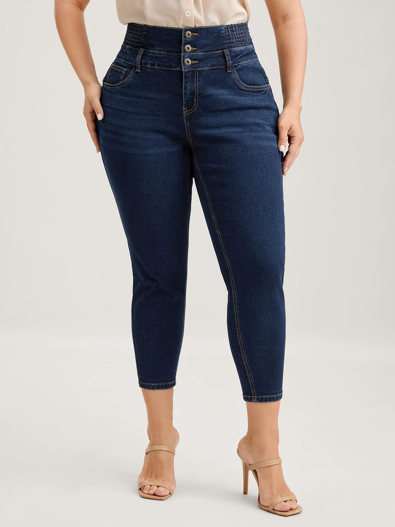 Waist-Cinching Sculpted Skinny-Fit Jeans