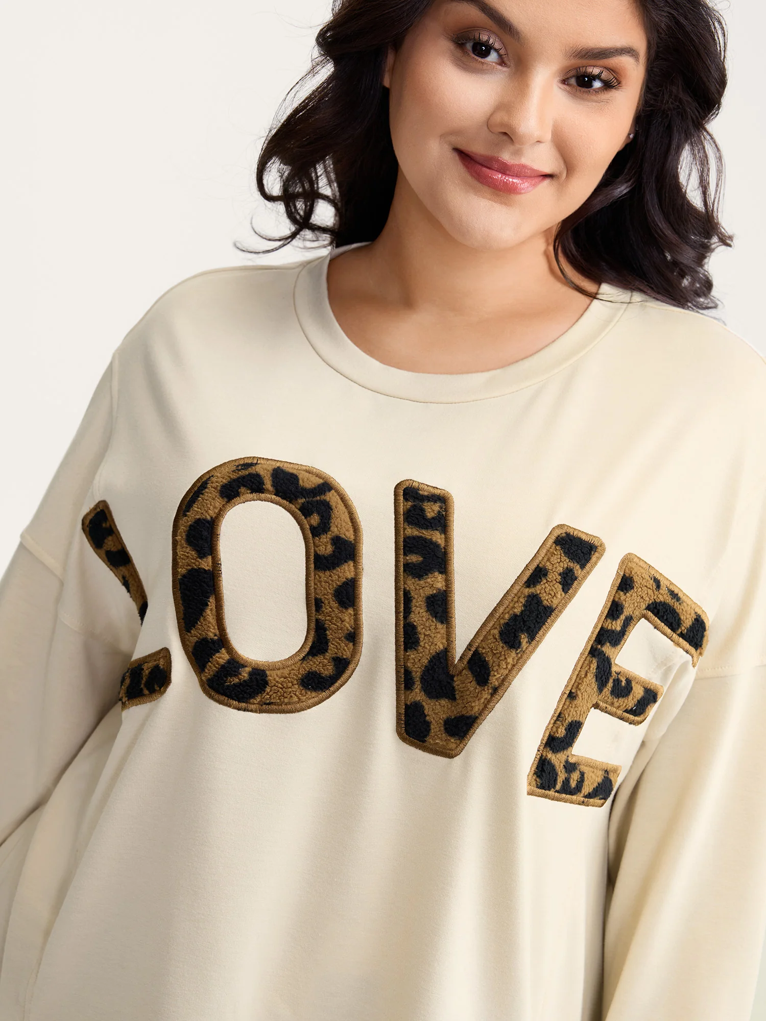 Wild Love Print Slit Hem Sweatshirt